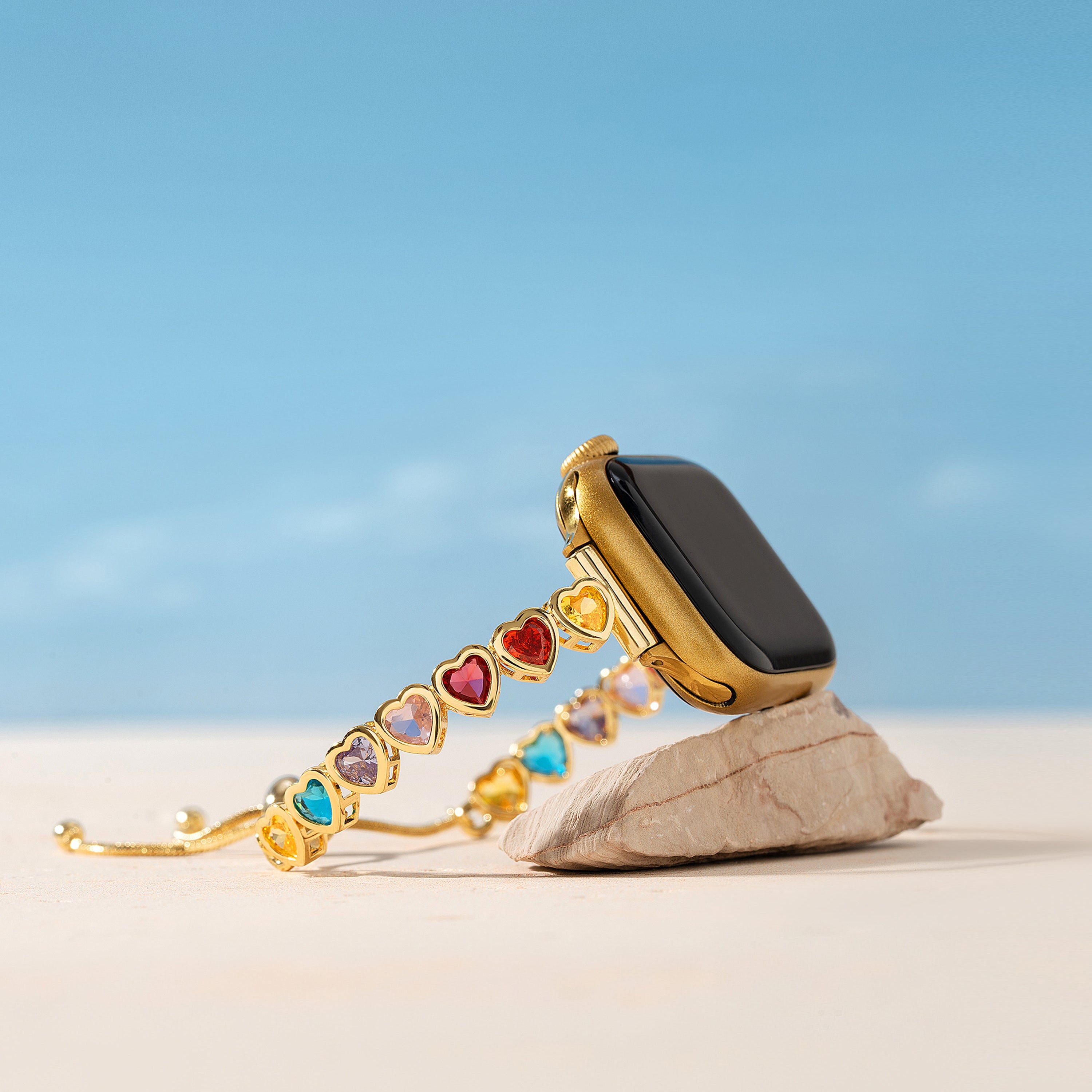 Regenbogen Liebe 14k Gold / Platin Beschichtetes Uhrenarmband für Apple Watch