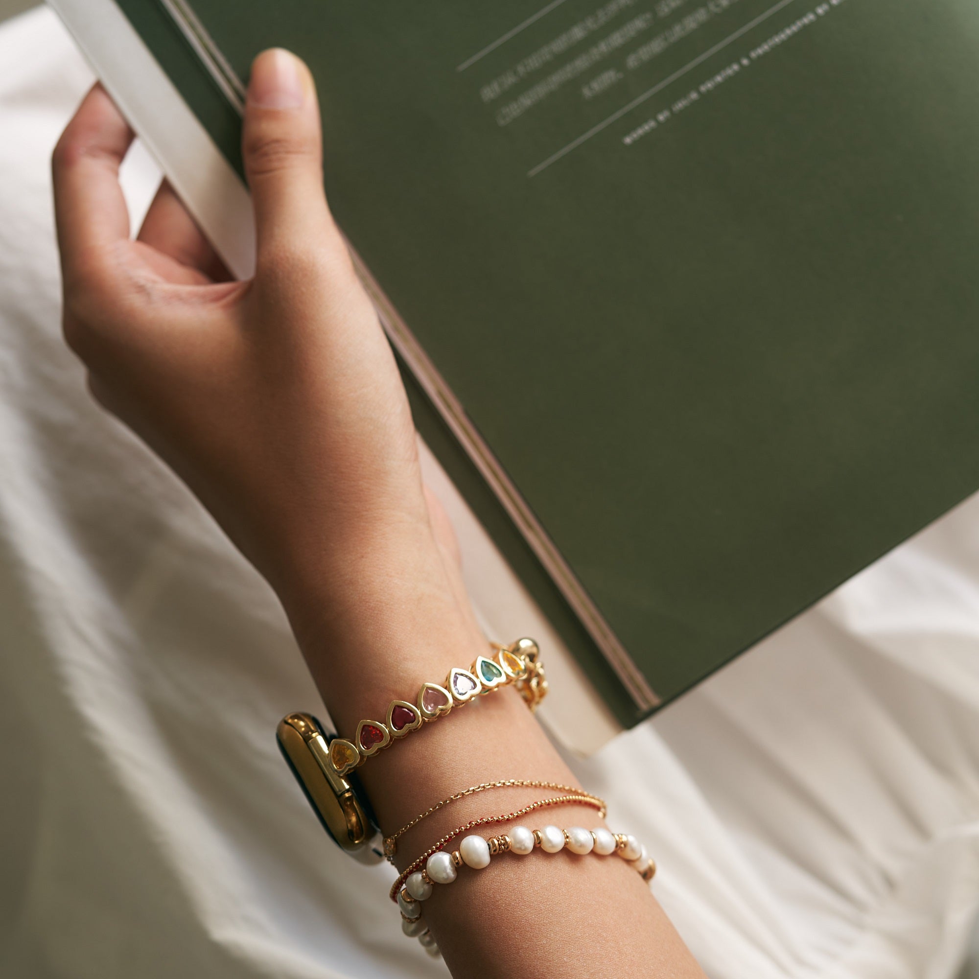 Rainbow Love 14k Gold / Platinum Plated Watch Band for Fitbit