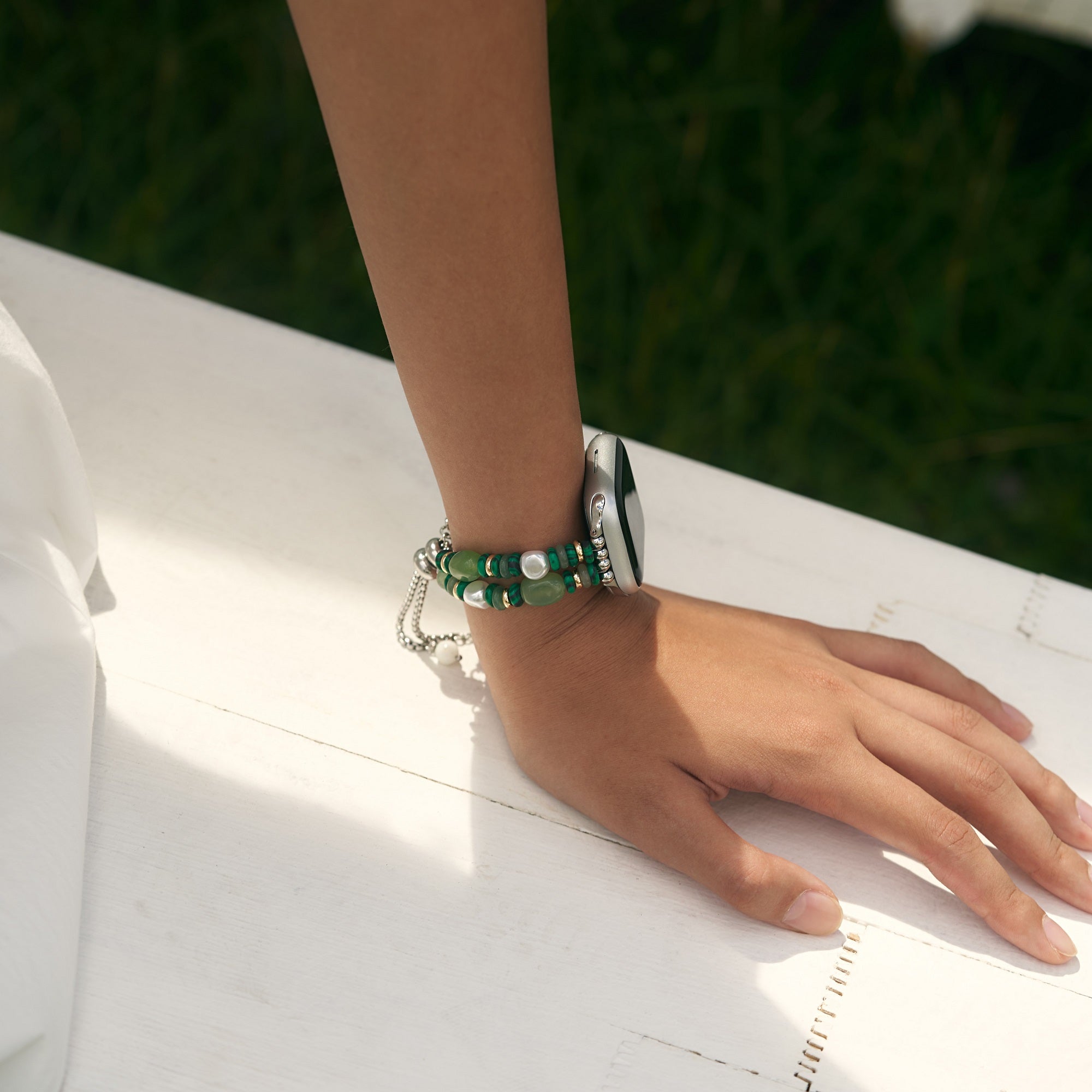 Women's Natural Stone Beaded Watch Band for Galaxy