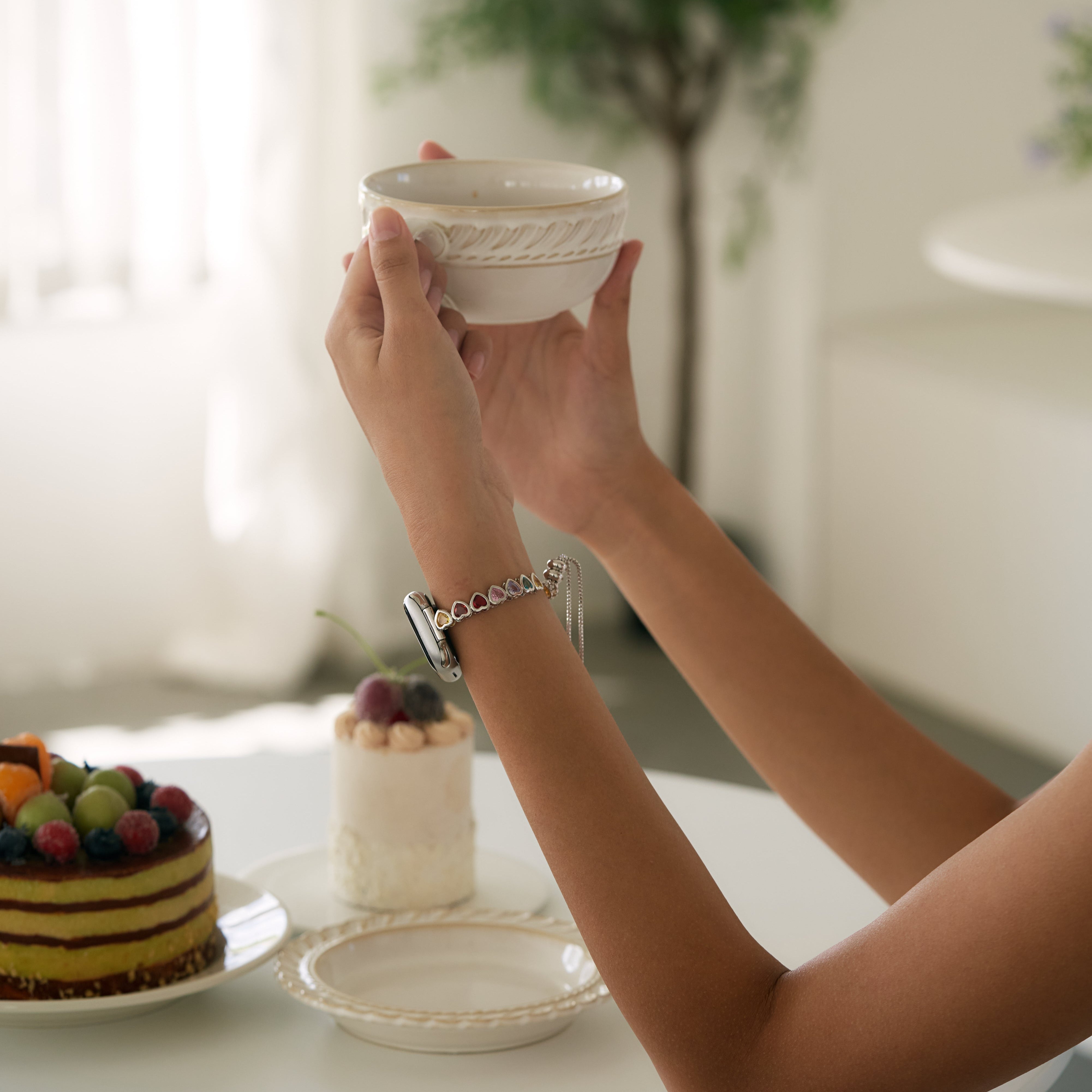 Regenbogen Liebe 14k Gold / Platin Beschichtetes Uhrenarmband für Apple Watch