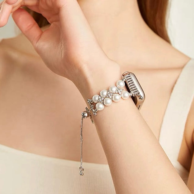 Pearl adorned Rhinestone Watch Band for Google