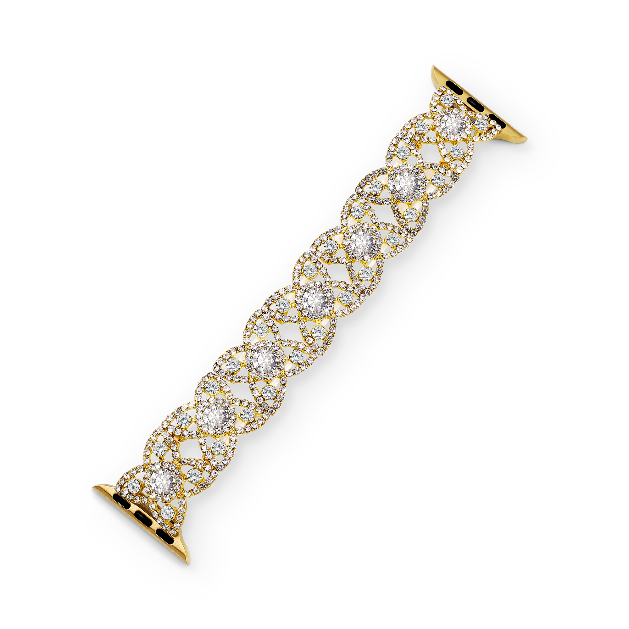 سوار مرن مزين بزهرة من أحجار الراين لساعة Apple Watch