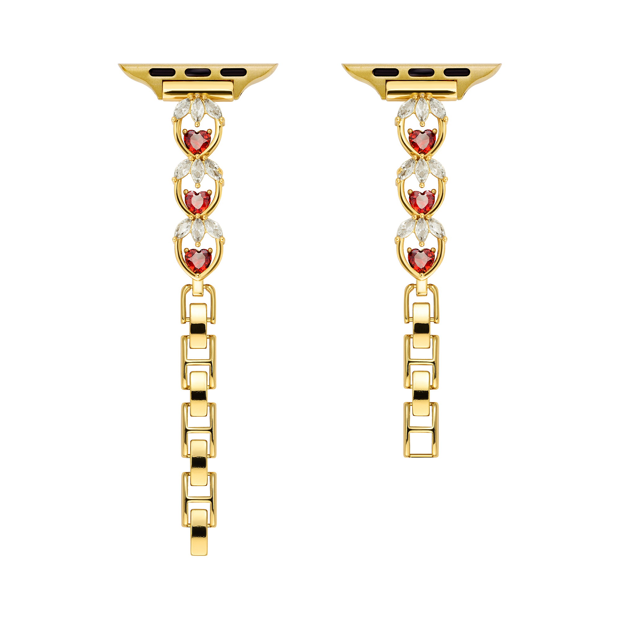 14k Gold / Platinum Plated Stawberry Heart Watch Band for Apple Watch