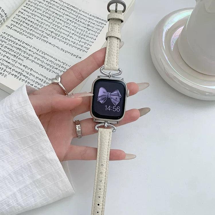 Apple Watch用メタルアクセントレザーウォッチバンド