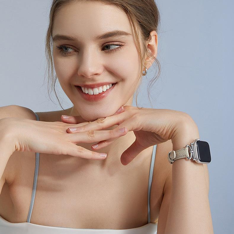 Apple Watch用メタルアクセントレザーウォッチバンド
