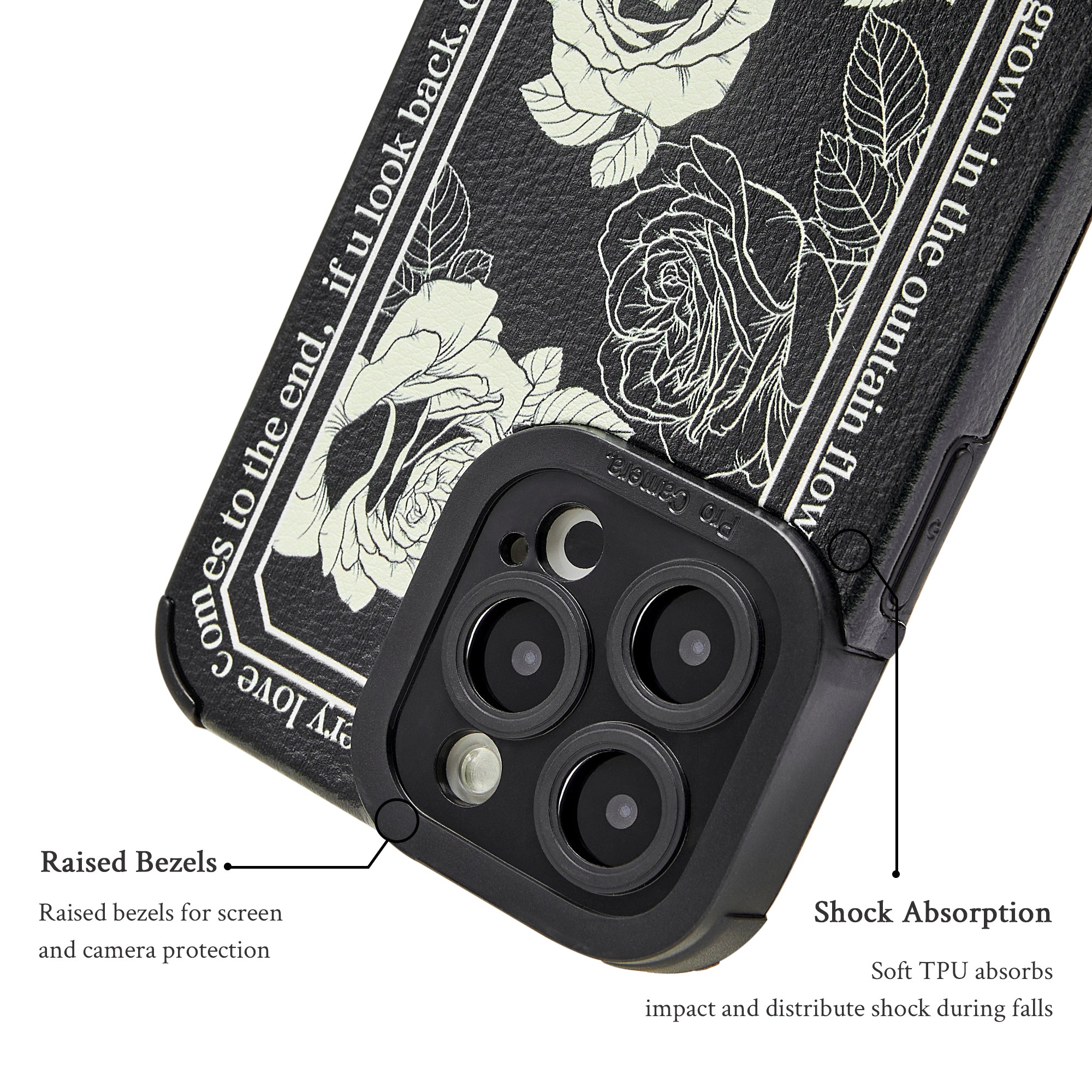 حافظة هاتف بتصميم زهور عتيقة مع سلسلة