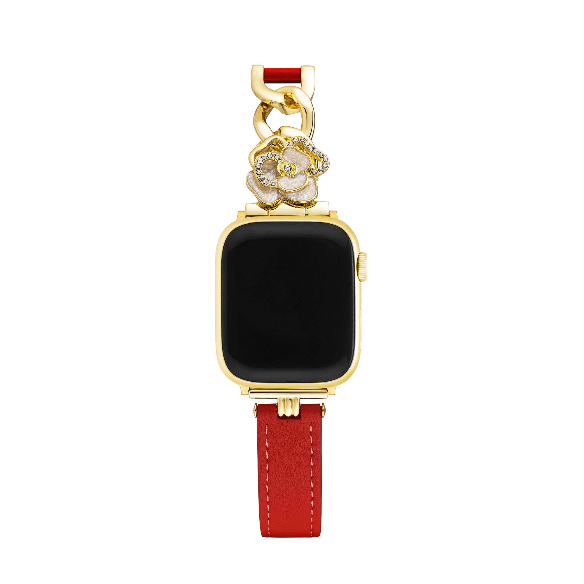 Camellia Chain Leather Watch Band for Fitbit