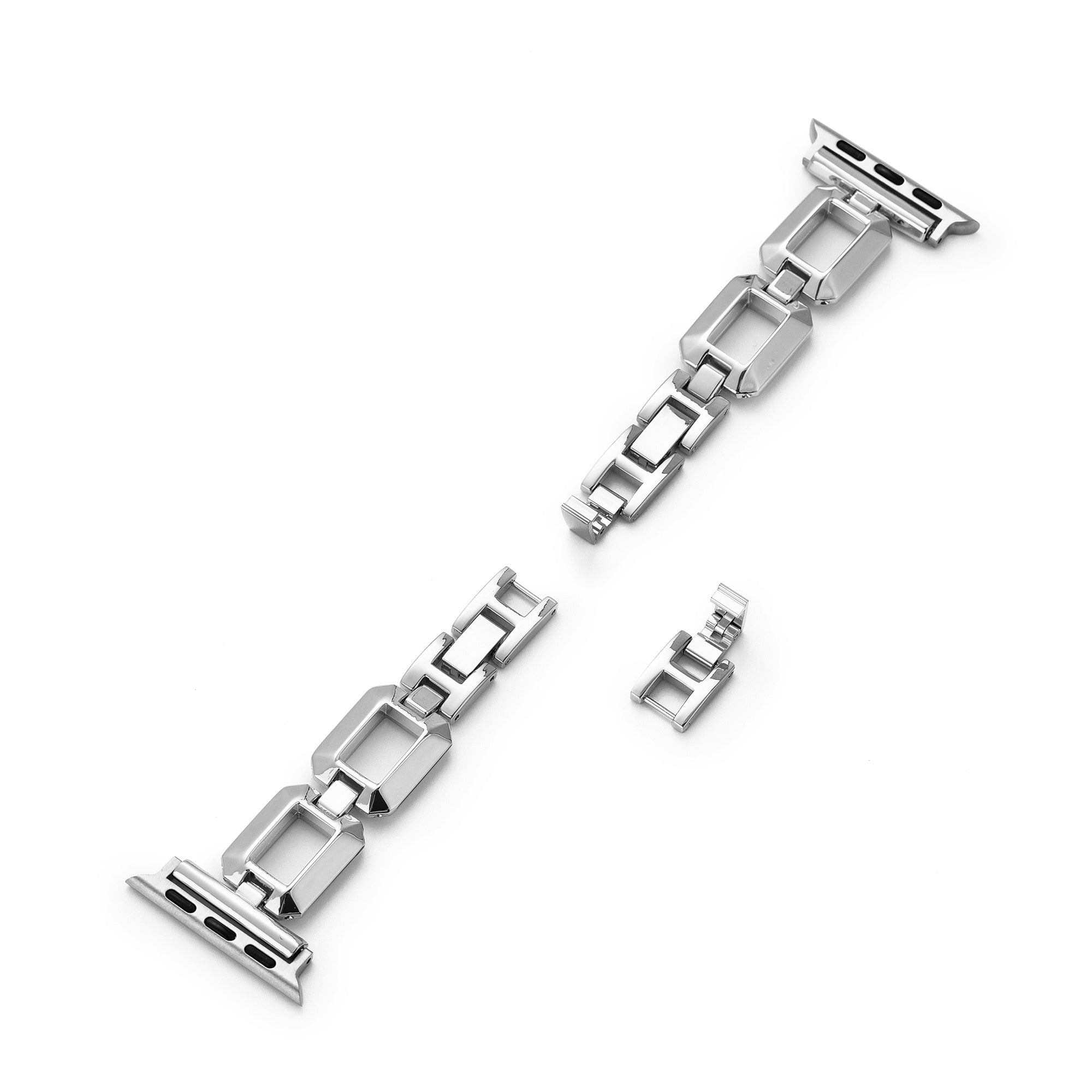 سوار ساعة معدني بتصميم هندسي مقطوع