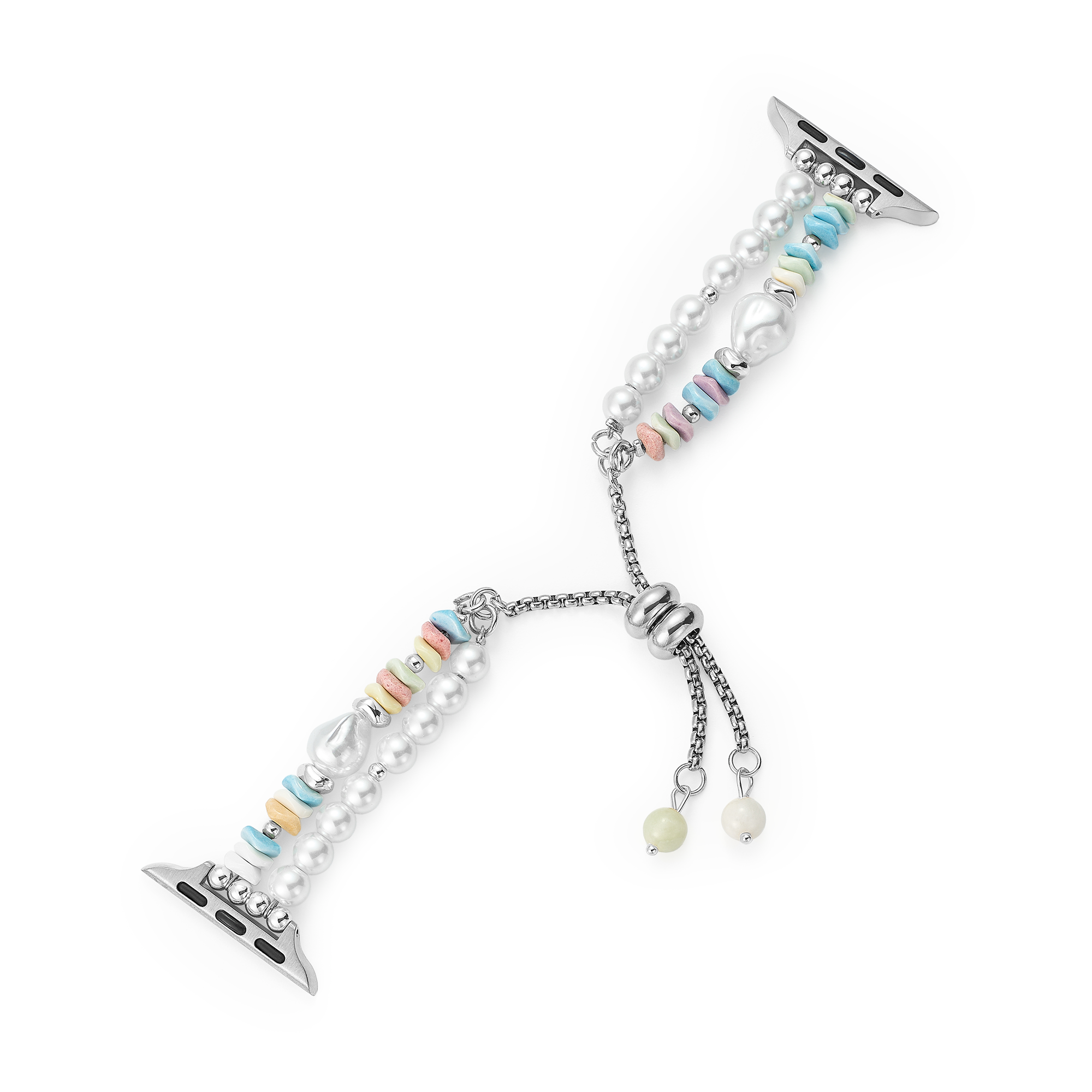 Pastel Rainbow Pearl Beaded Watch Band for Garmin