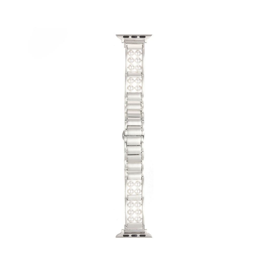 Pearl Beaded Metal Watch Band for Apple Watch