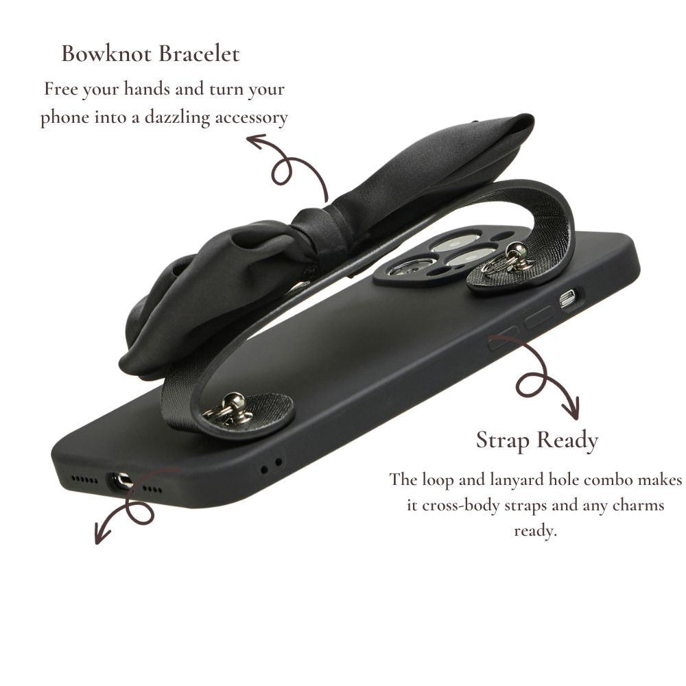 WHIMVOY Bowknot Wristlet Solid Phone Case