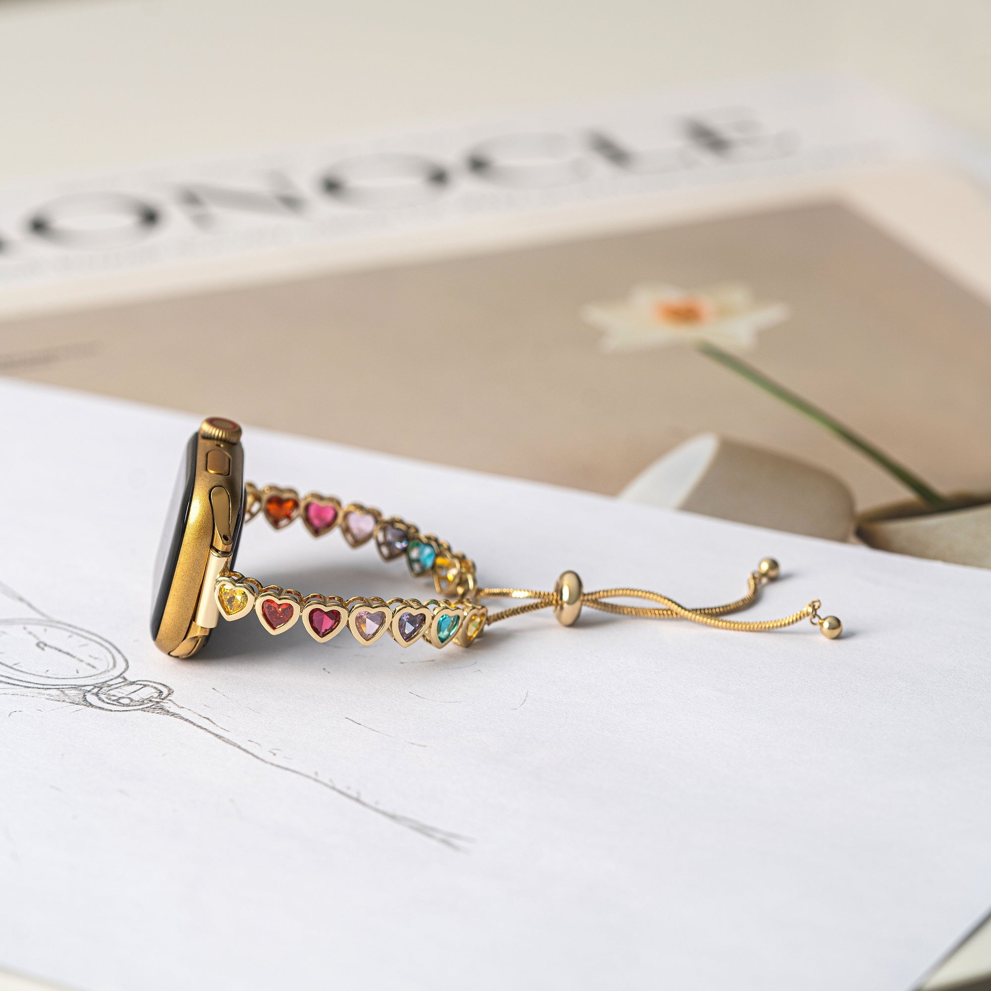 ガーミン用 レインボーラブ 14金メッキウォッチバンド