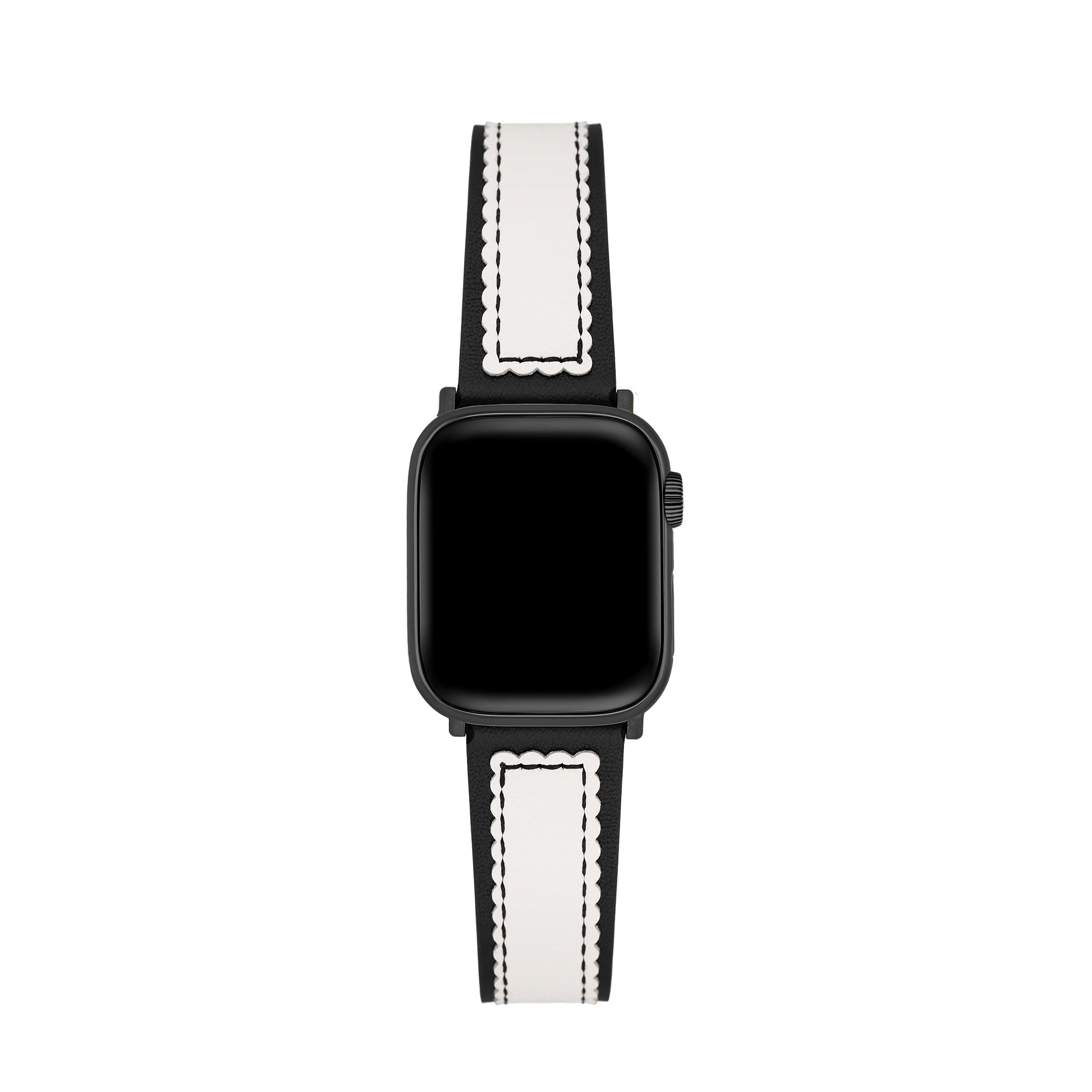 سوار ساعة جلدي نسائي ذو لونين بتصميم صدفي لساعة Apple Watch