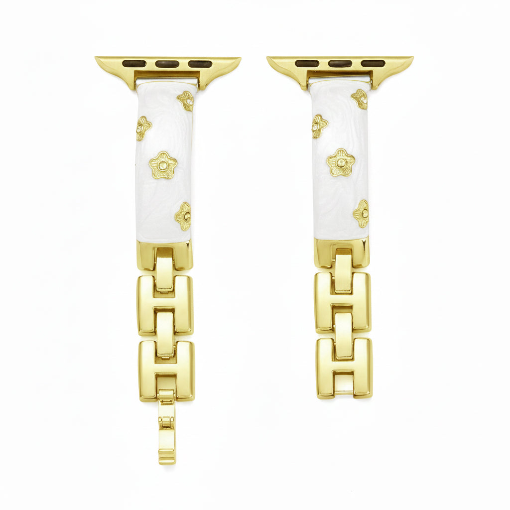 Apple Watch用レディースフローラルメタルウォッチバンド