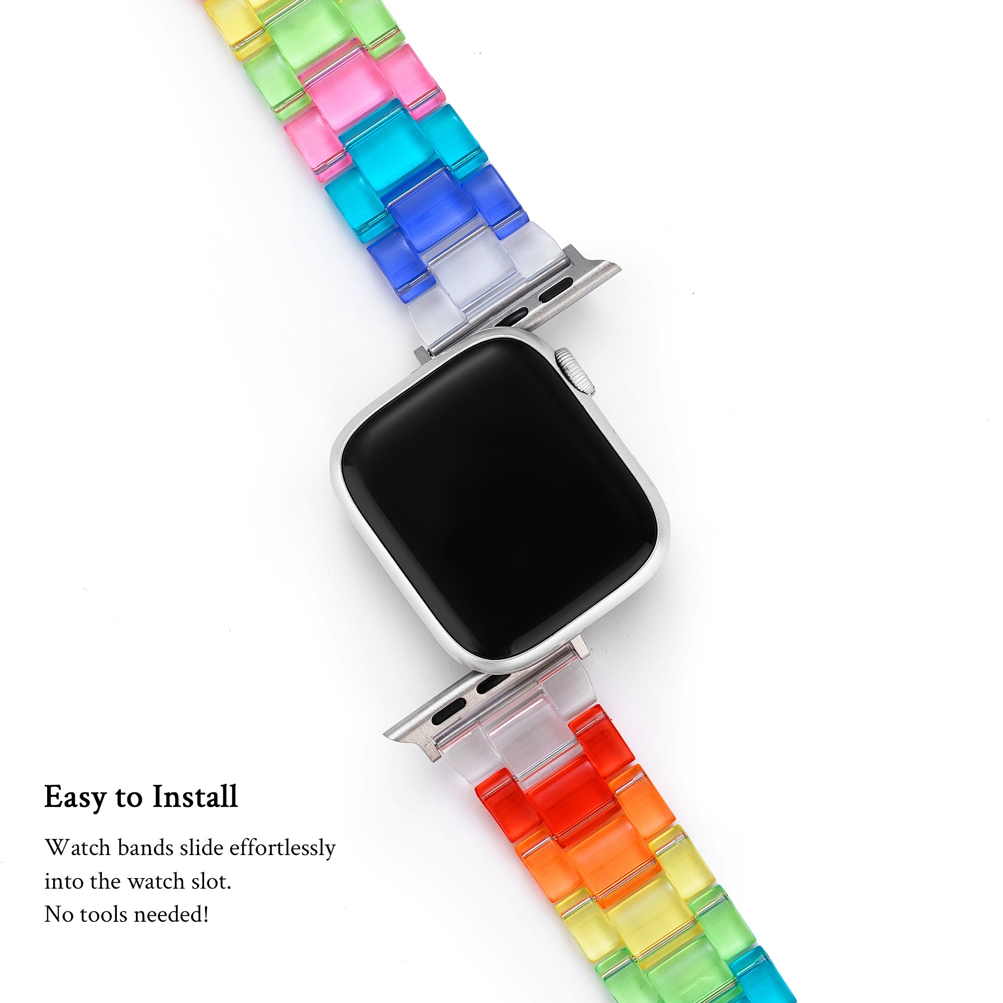 Whimvoy Rainbow Resin Apple Watch Band Unisex Apple Watch Strap Lightweight Waterproof Watch Bracelet Apple Watch Series 10 46mm Multicolor