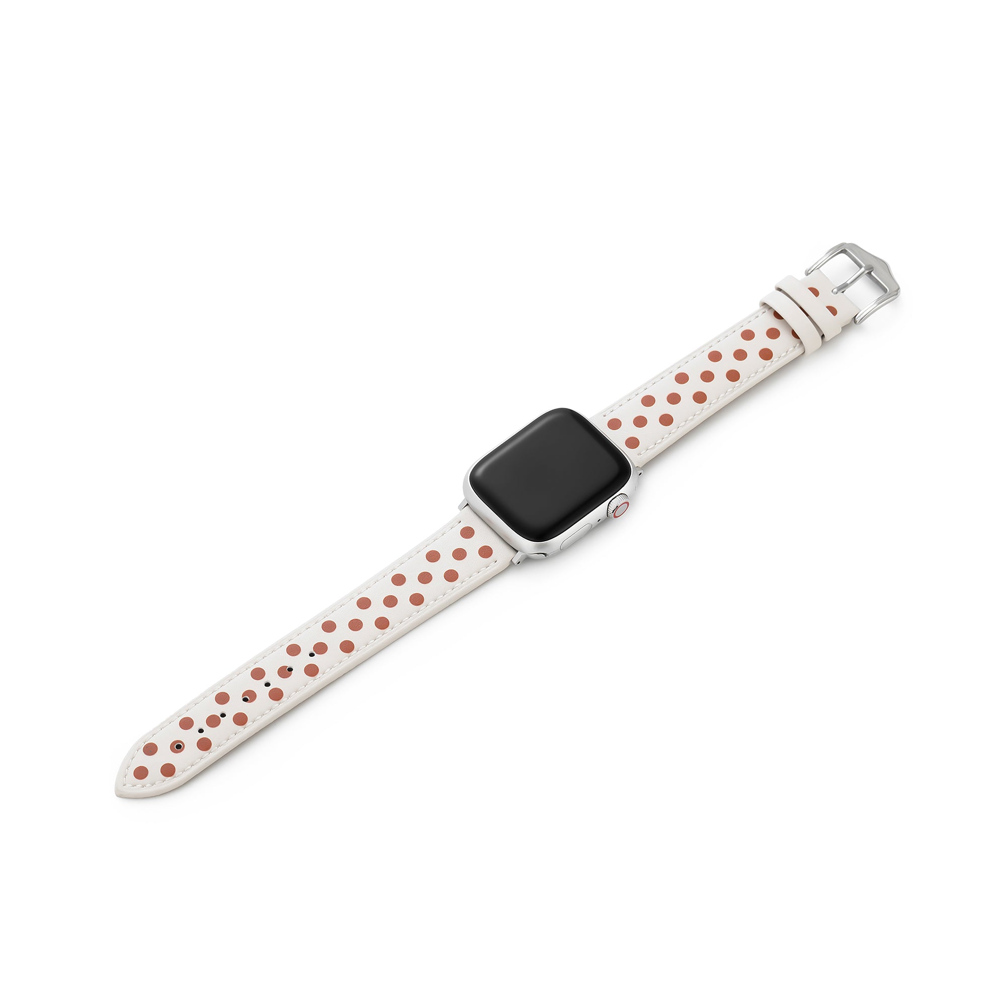 سوار ساعة أبل للنساء من الجلد منقوش بنقشة بولكا دوت 