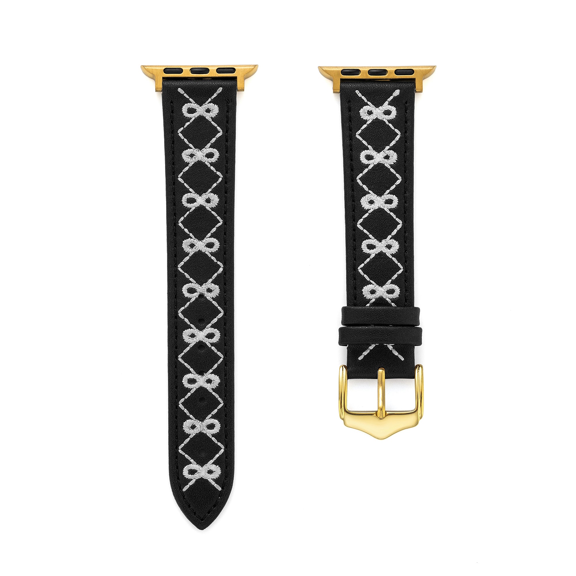 Women's Embroidered Bow Leather Watch Band for Garmin