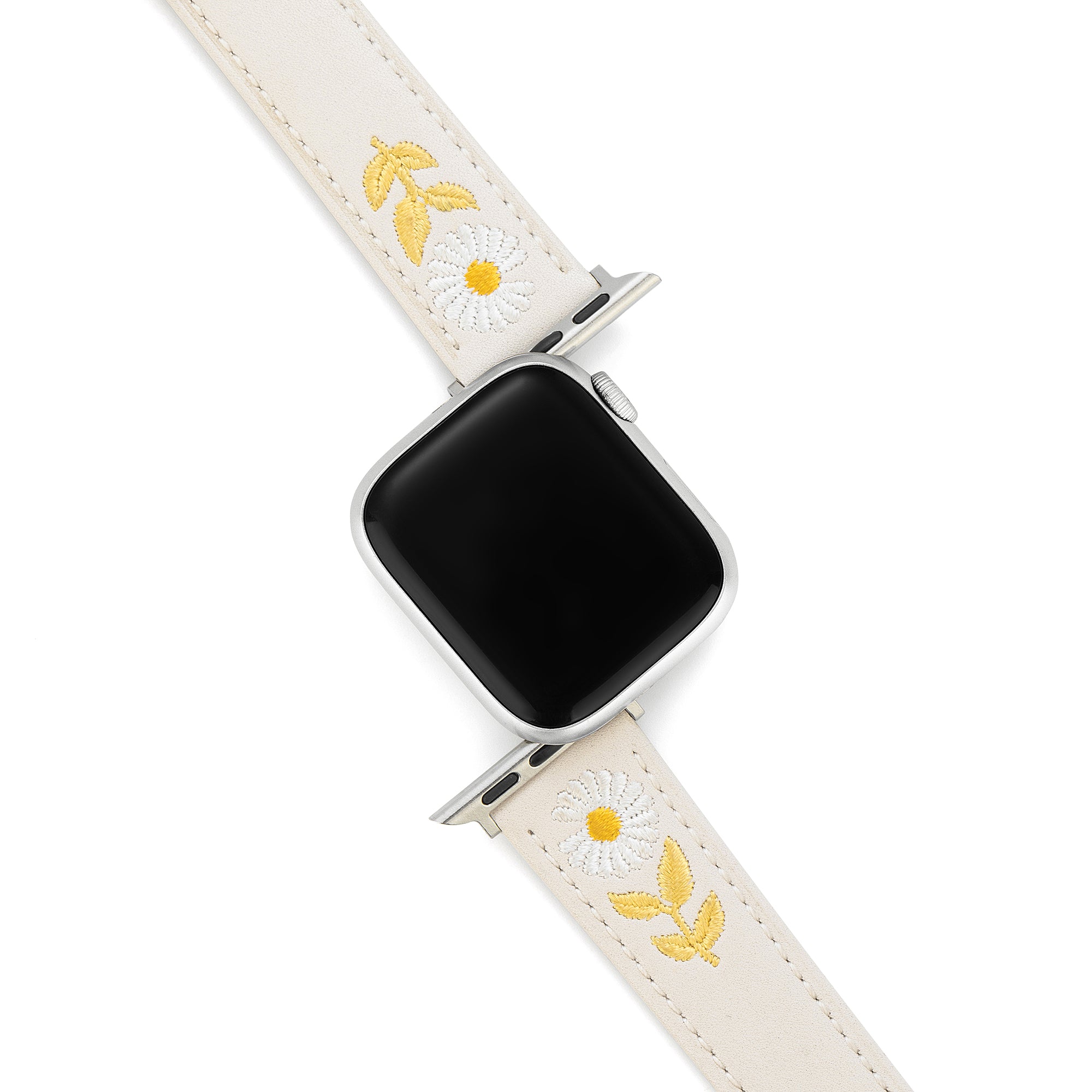 Apple Watch用レディース刺繍デイジーレザーウォッチバンド