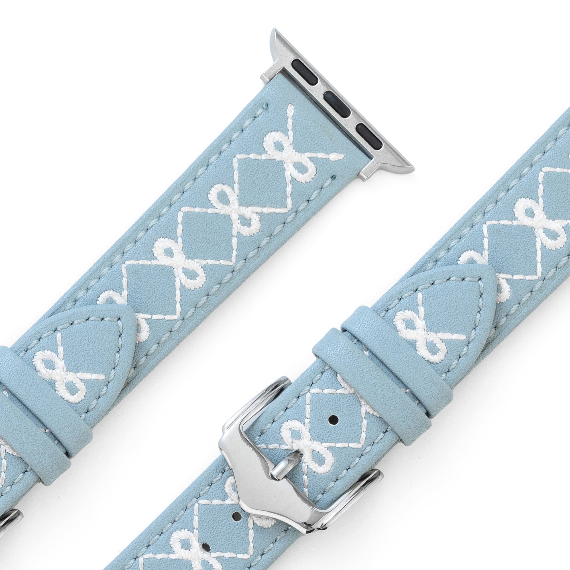 Women's Embroidered Bow Leather Watch Band for Garmin