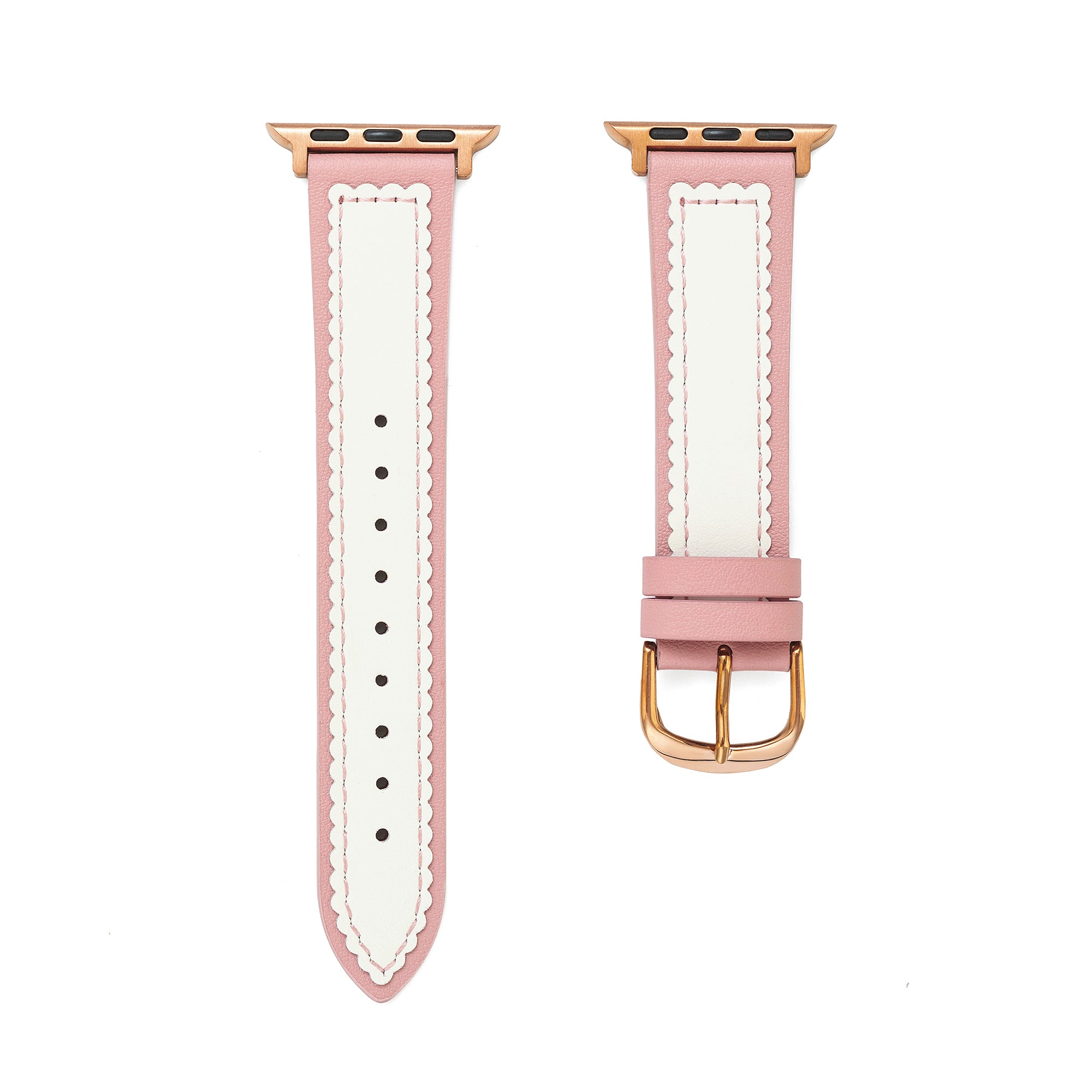 سوار ساعة جلدي نسائي ذو لونين بتصميم صدفي لساعة Apple Watch