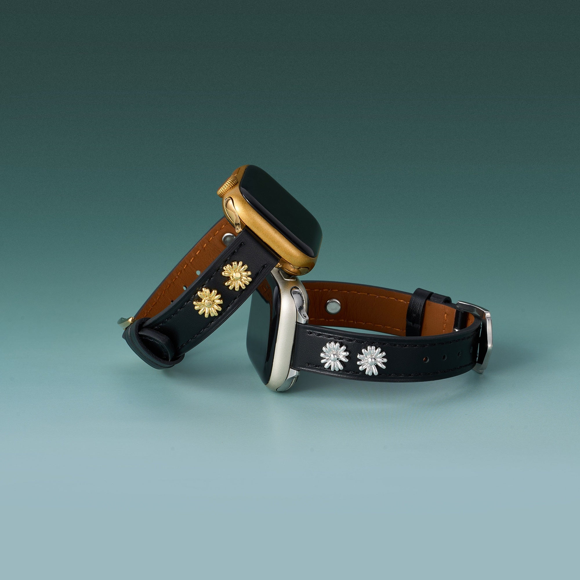 Fitbit用レディースデイジーレザーウォッチバンド