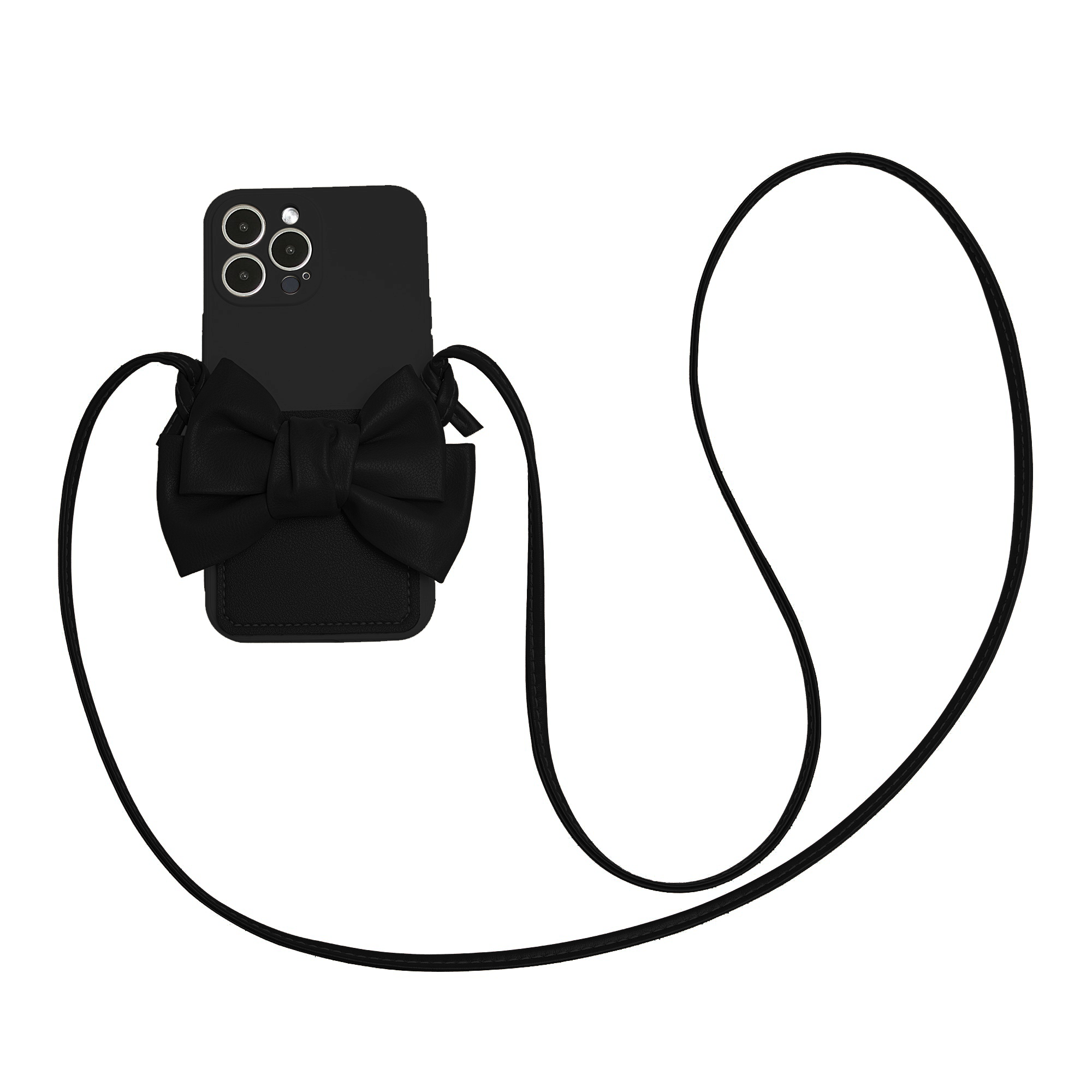 Bowknot Card Holder Phone Case with Cross-body Strap