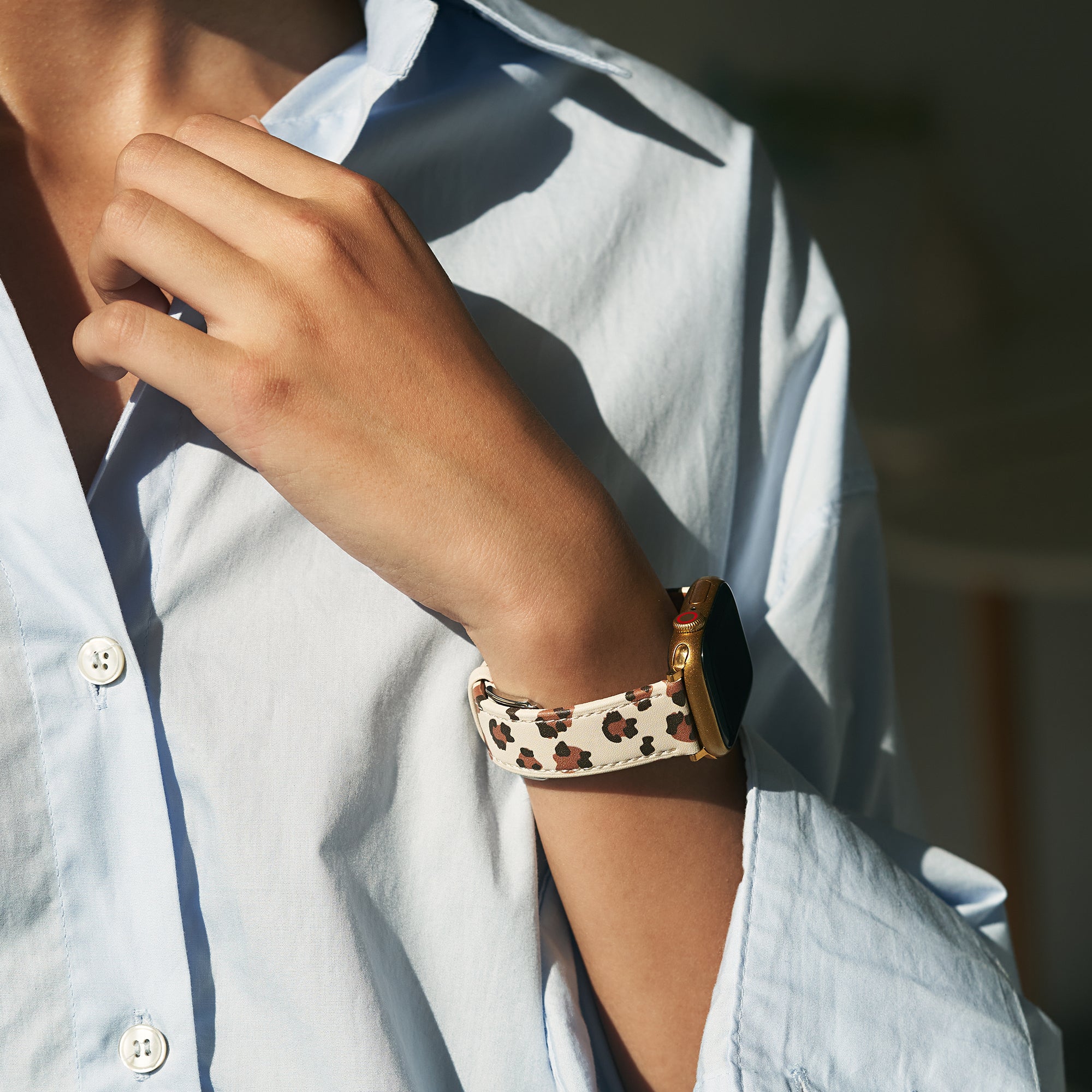 Women's Leopard Print Leather Watch Band for Google