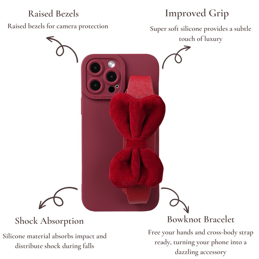 Tweed Bowknot Wristlet Phone Case
