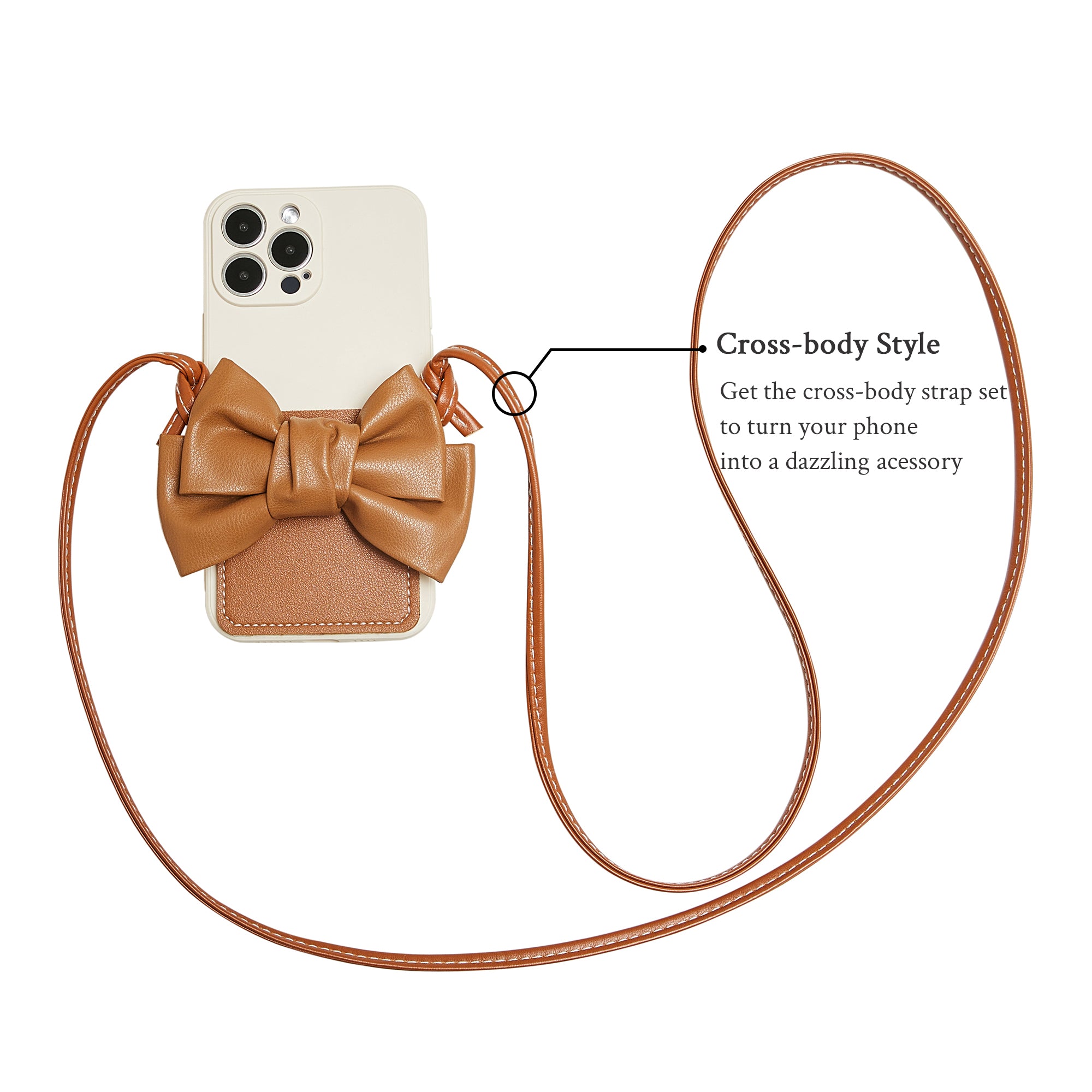 Bowknot Card Holder Phone Case with Cross-body Strap