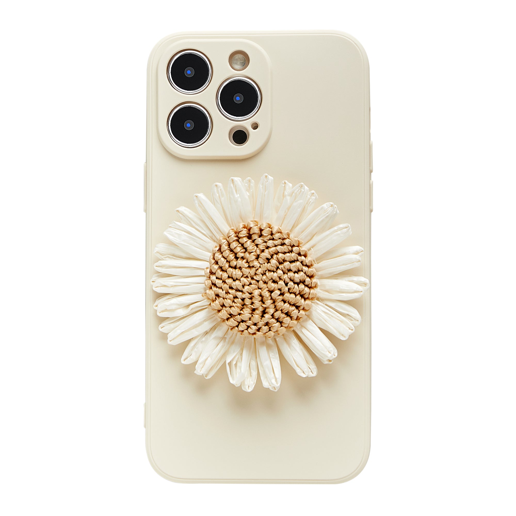 Cream Phone Case with Sunflower Holder