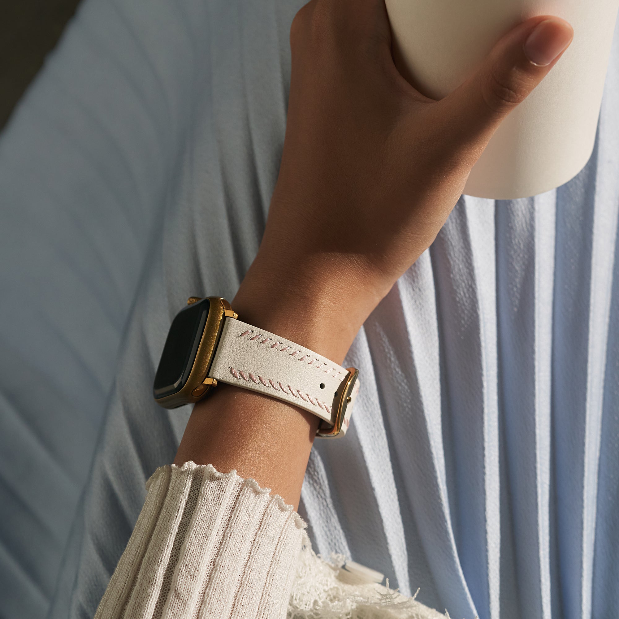 Garmin用ユニセックスステッチレザーウォッチバンド