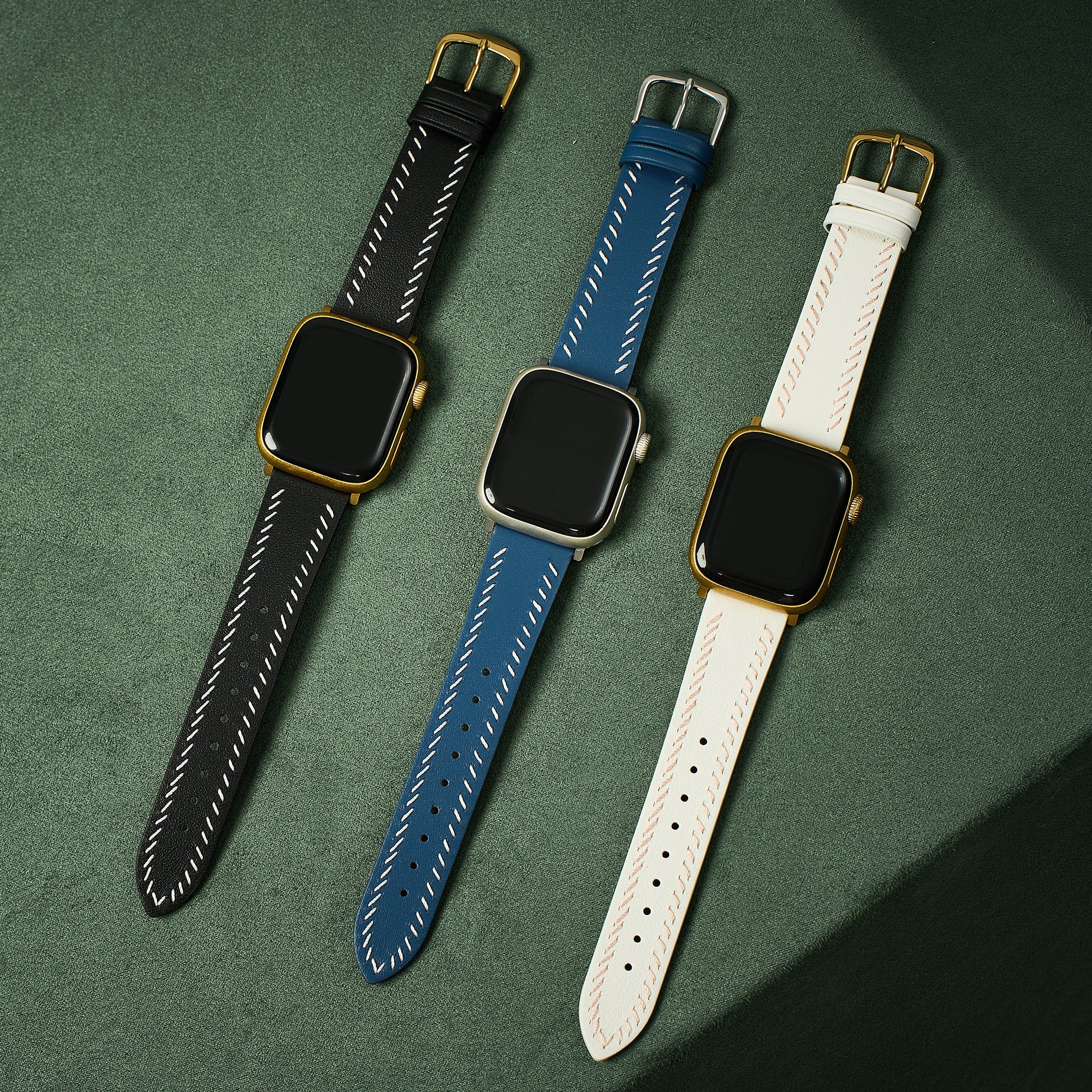 Fitbit用ユニセックスステッチレザーウォッチバンド