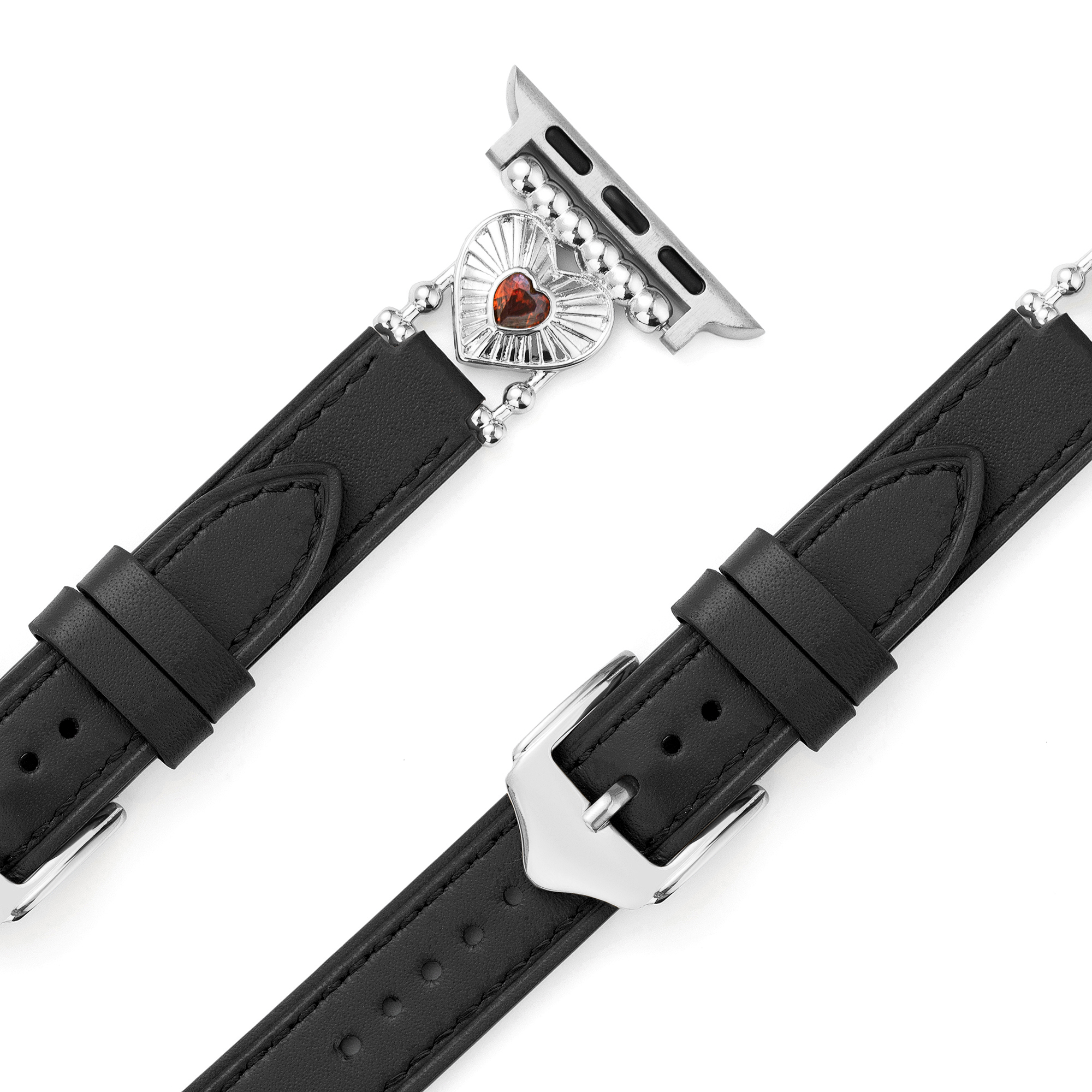 14k Gold- / Platinbeschichtetes Lederarmband mit Herzverzierung für Fitbit