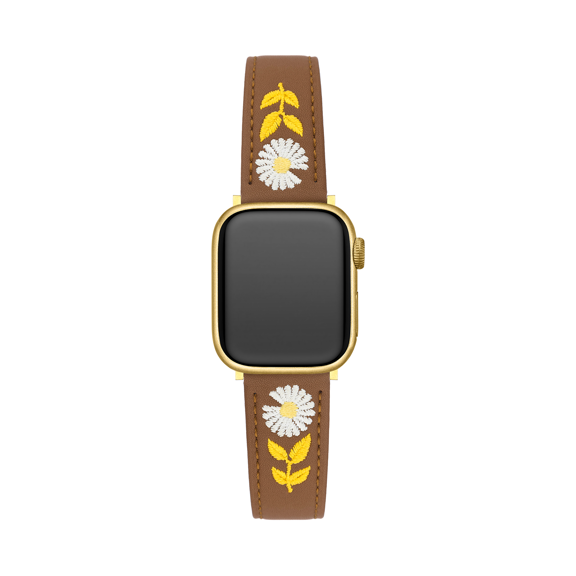 Besticktes Gänseblümchen-Lederarmband für Apple Watch