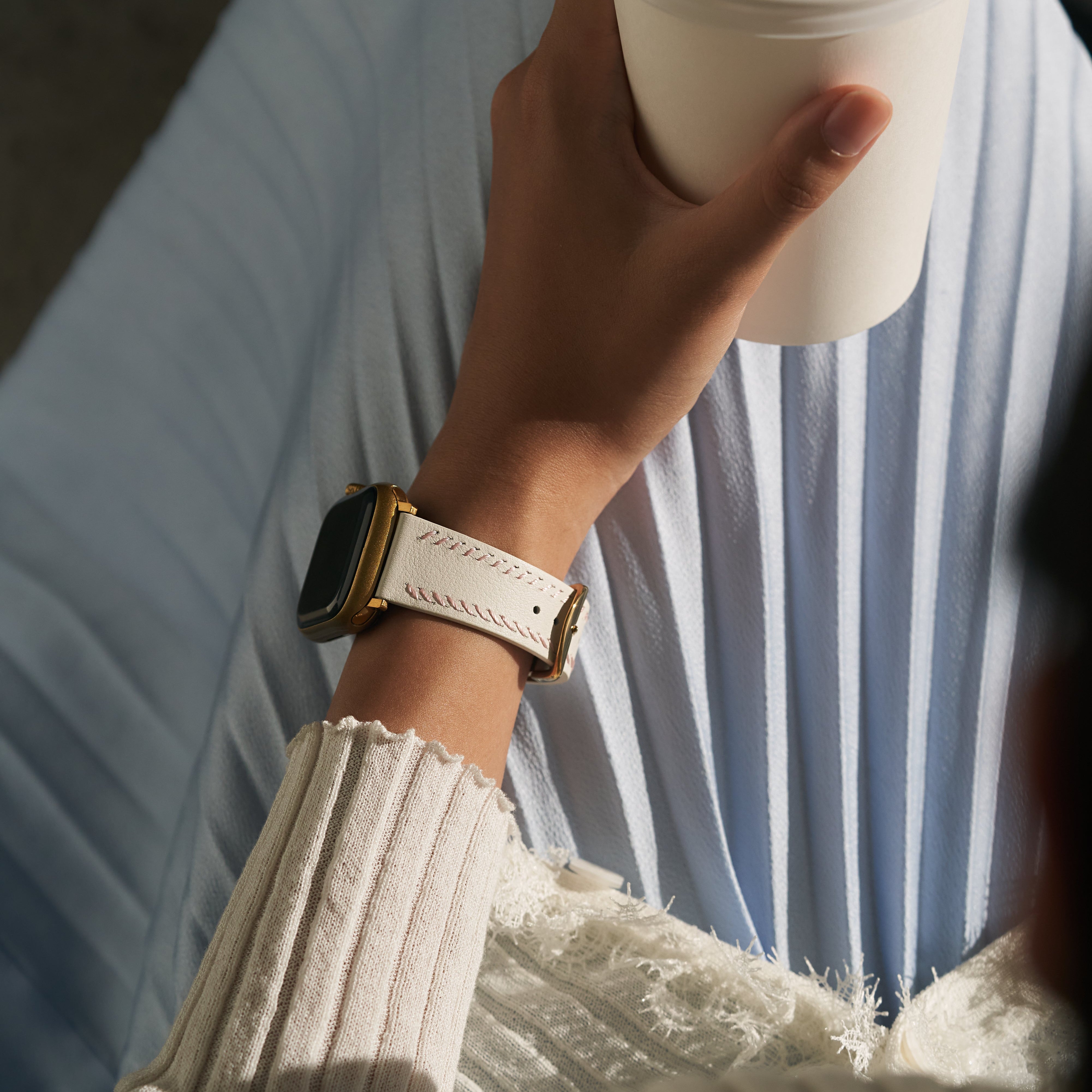 Apple Watch用ユニセックスステッチレザーウォッチバンド