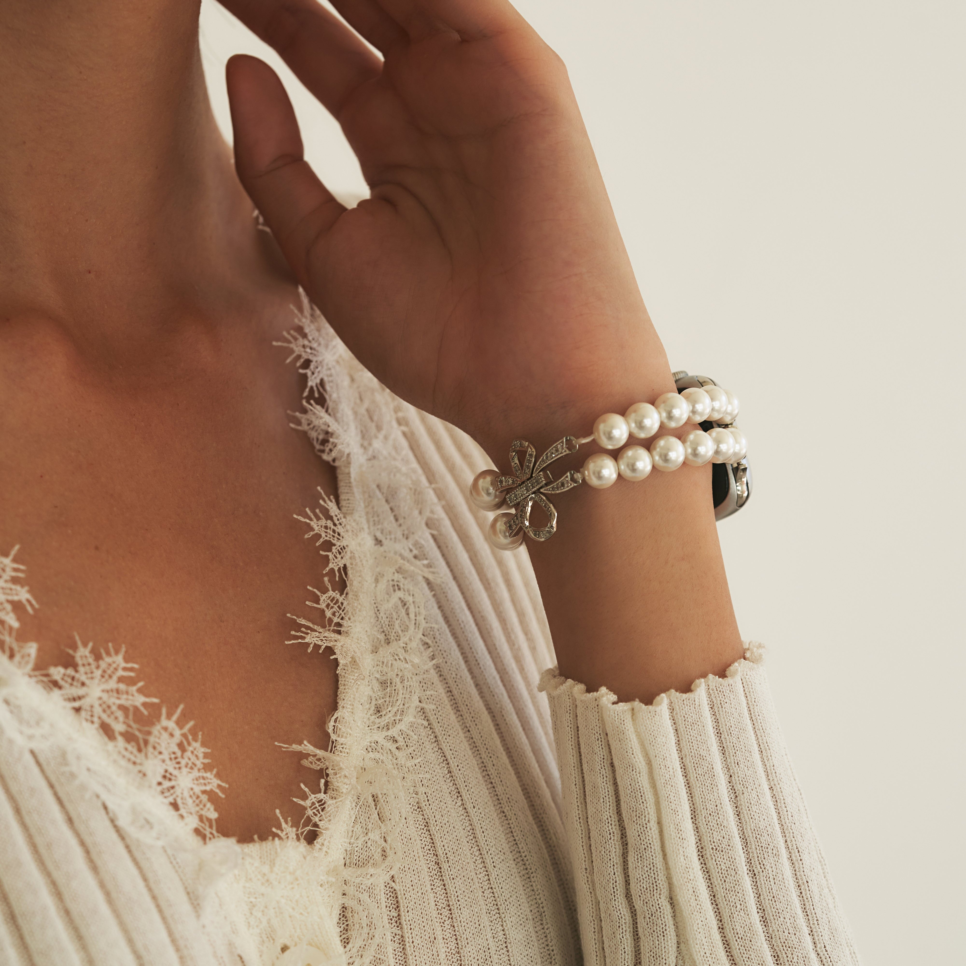 Double Pearl-Beaded Watch Band for Apple Watch