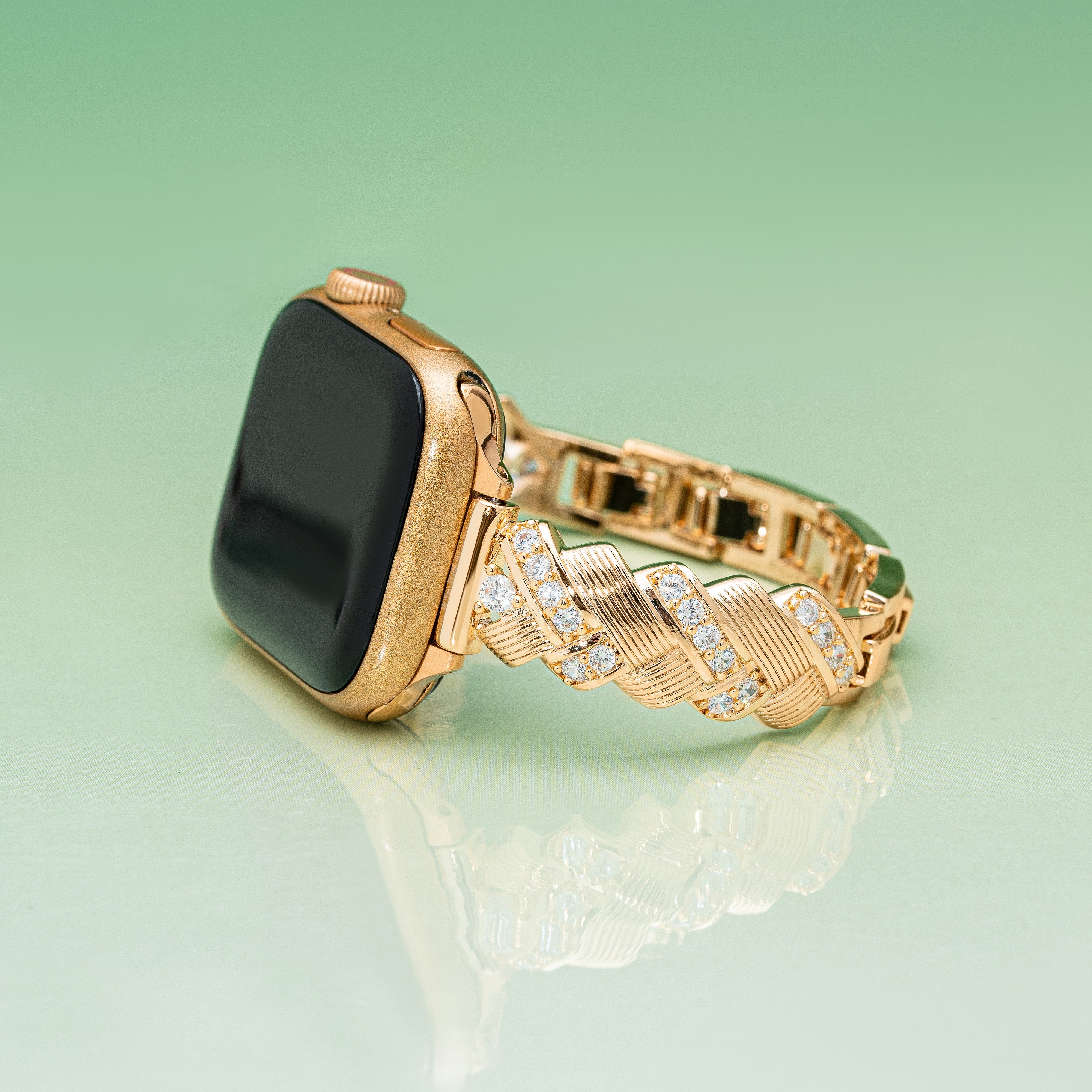 سوار معدني مضفر لامع لساعة Apple Watch