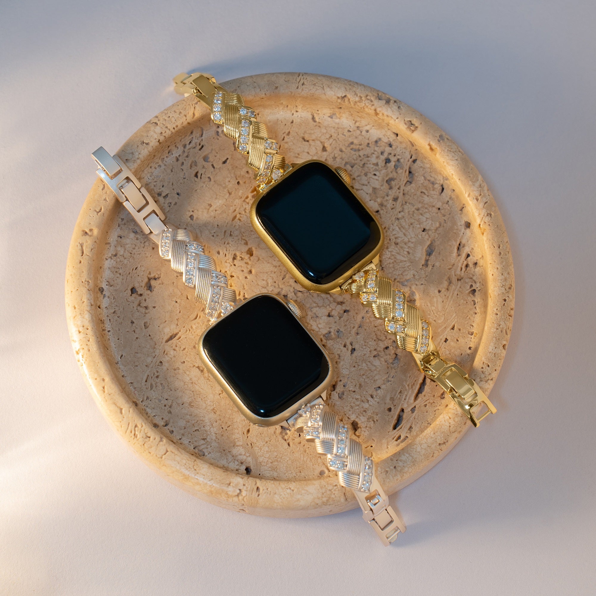 سوار معدني مضفر لامع لساعة Apple Watch