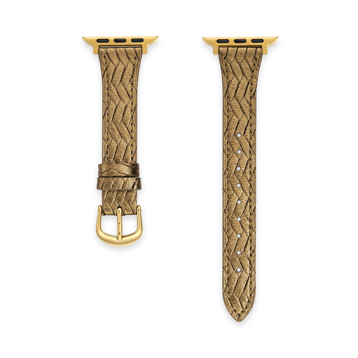 Woven Metallic Finish Leather Watch Band for Google