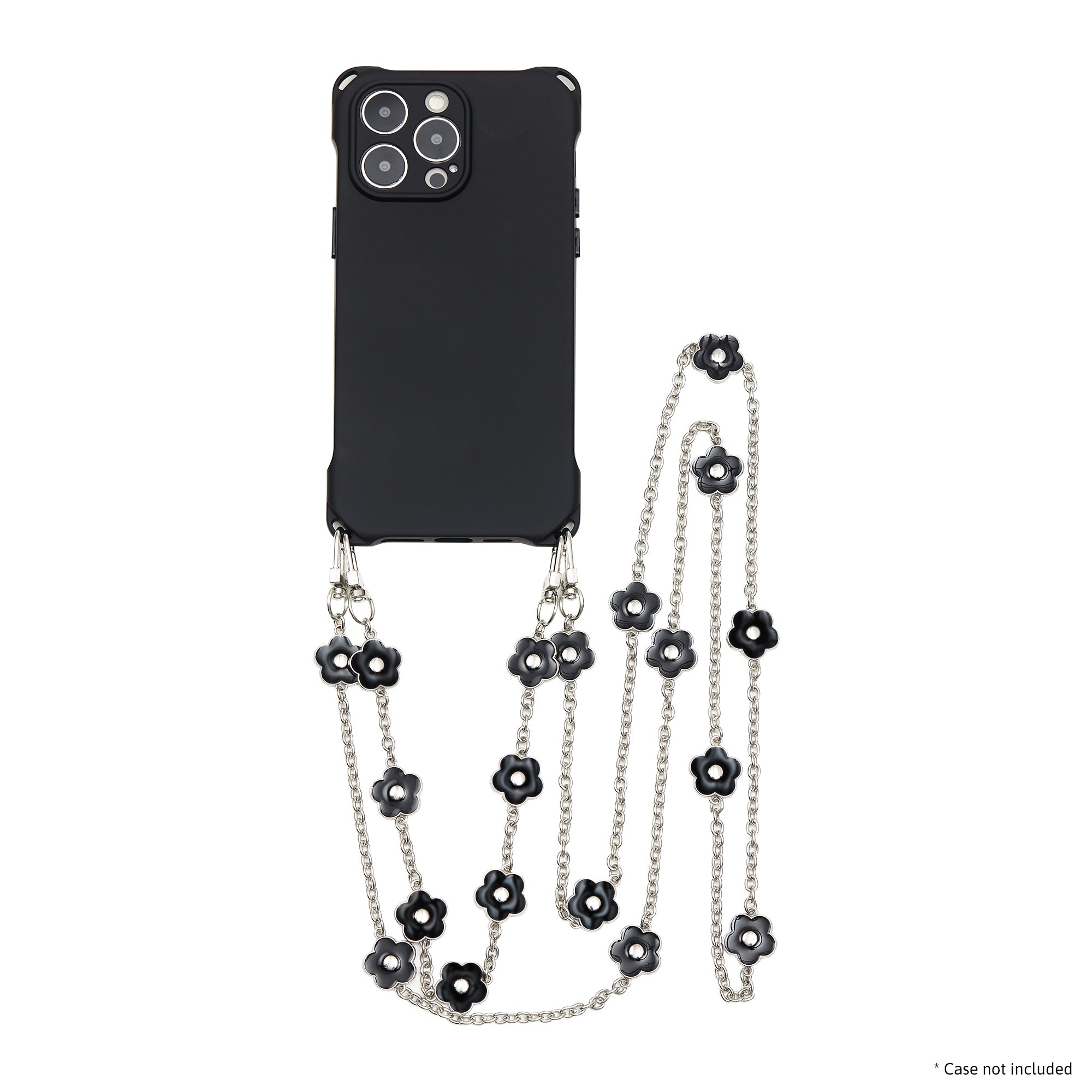 WHIMVOY Phone Case with Flower Decored Phone Wristlet Chain