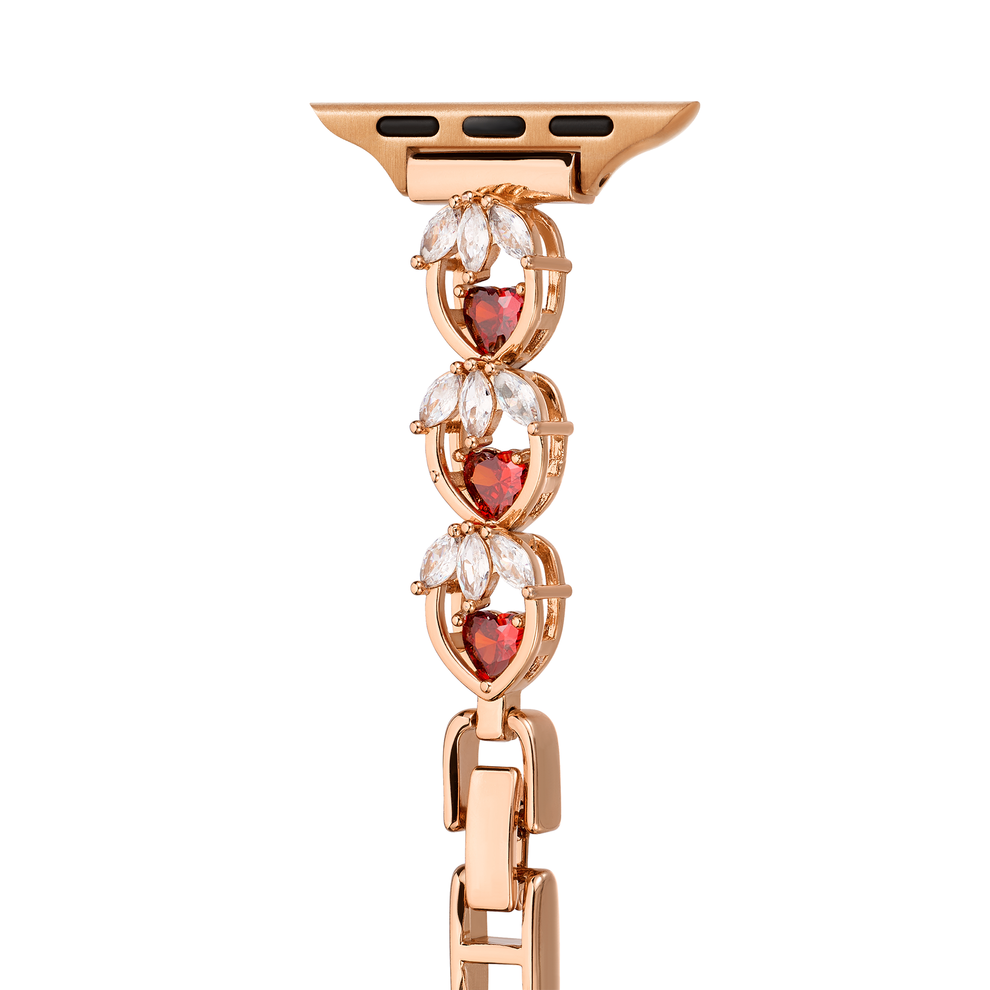 14k Gold / Platinum Plated Stawberry Heart Watch Band for Apple Watch
