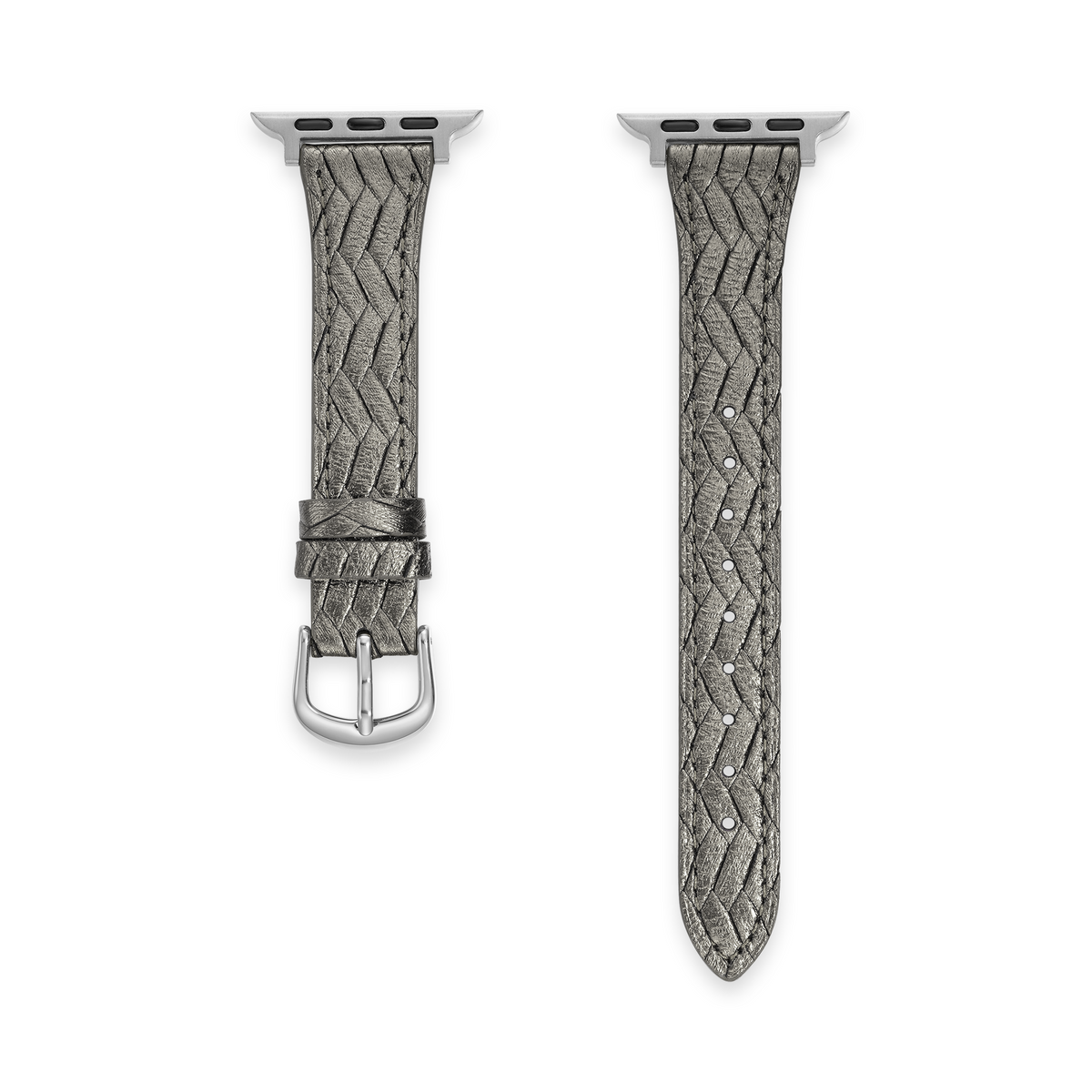 Woven Metallic Finish Leather Watch Band for Google