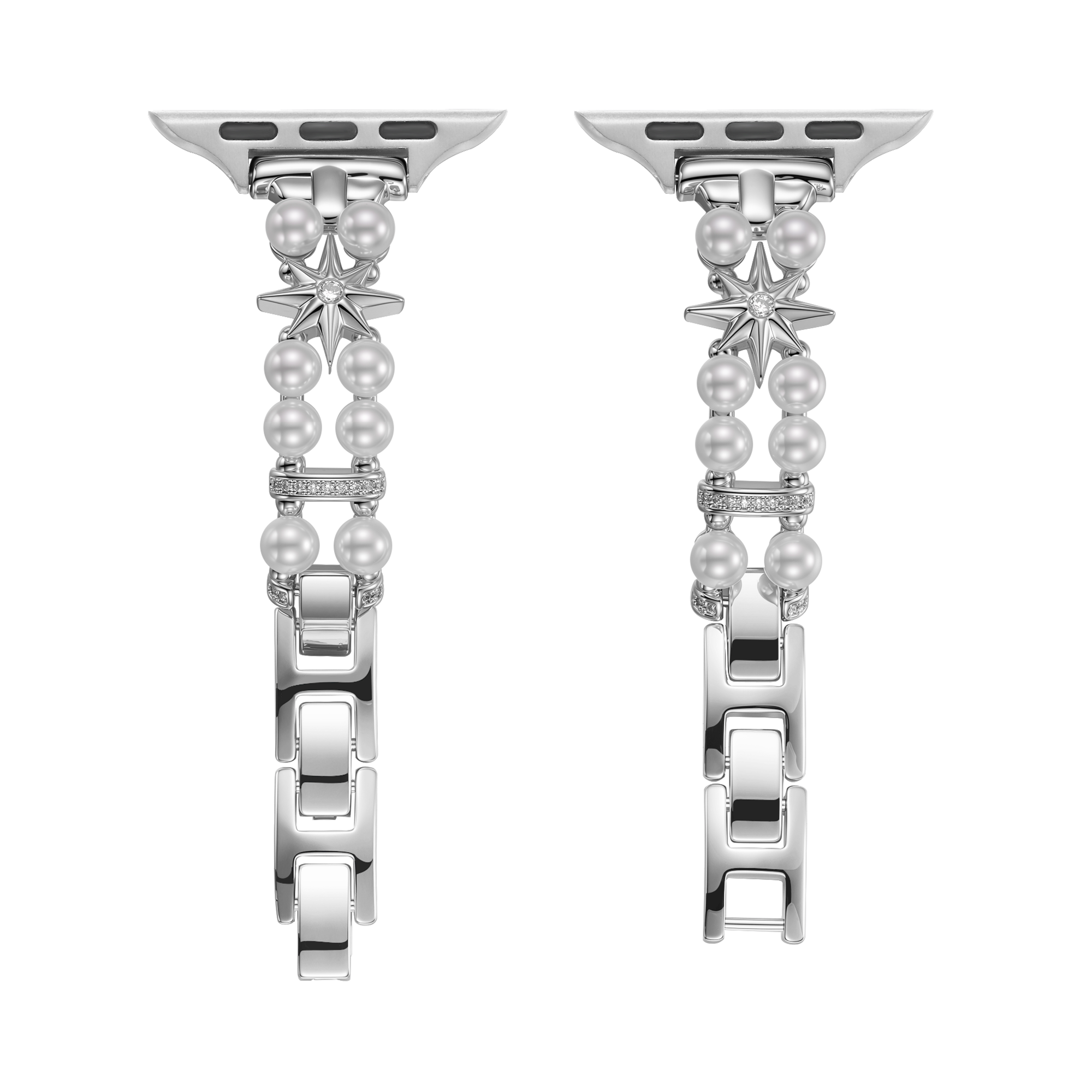 Silver Celestial Pearl Copper Watch Band for Women