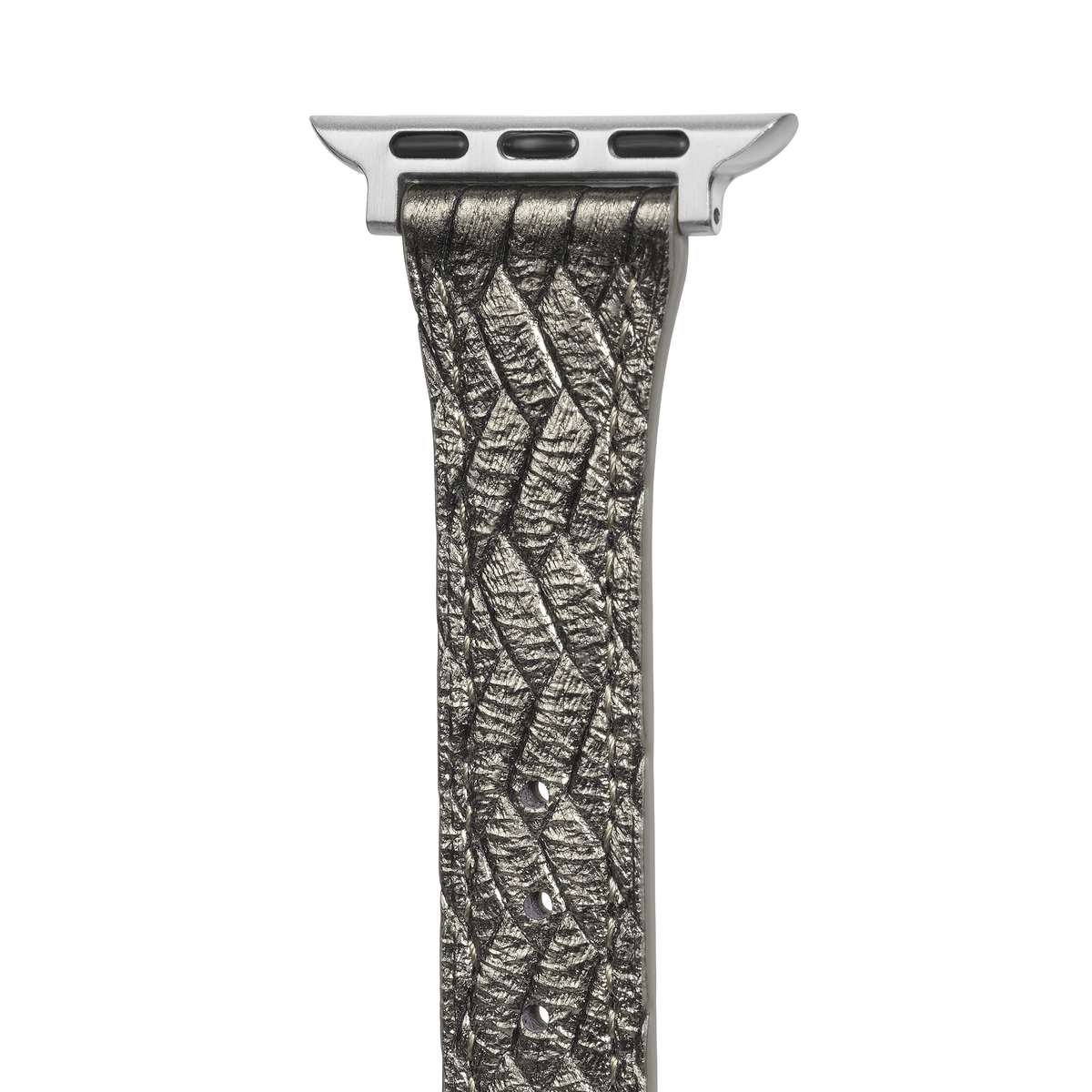 Woven Metallic Finish Leather Watch Band for Google