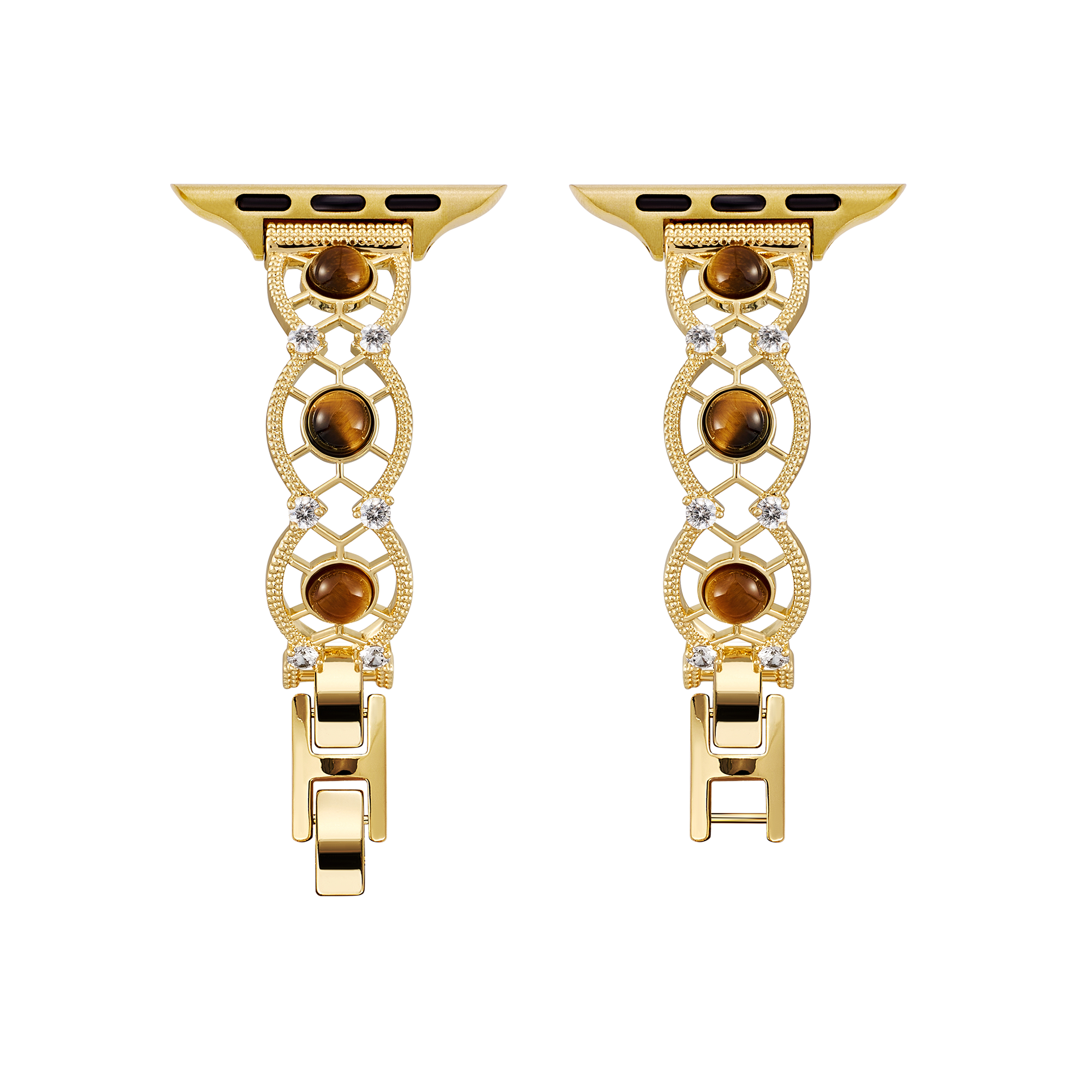 14k Gold / Platinum Plated Interwoven Stone Watch Band for Fitbit