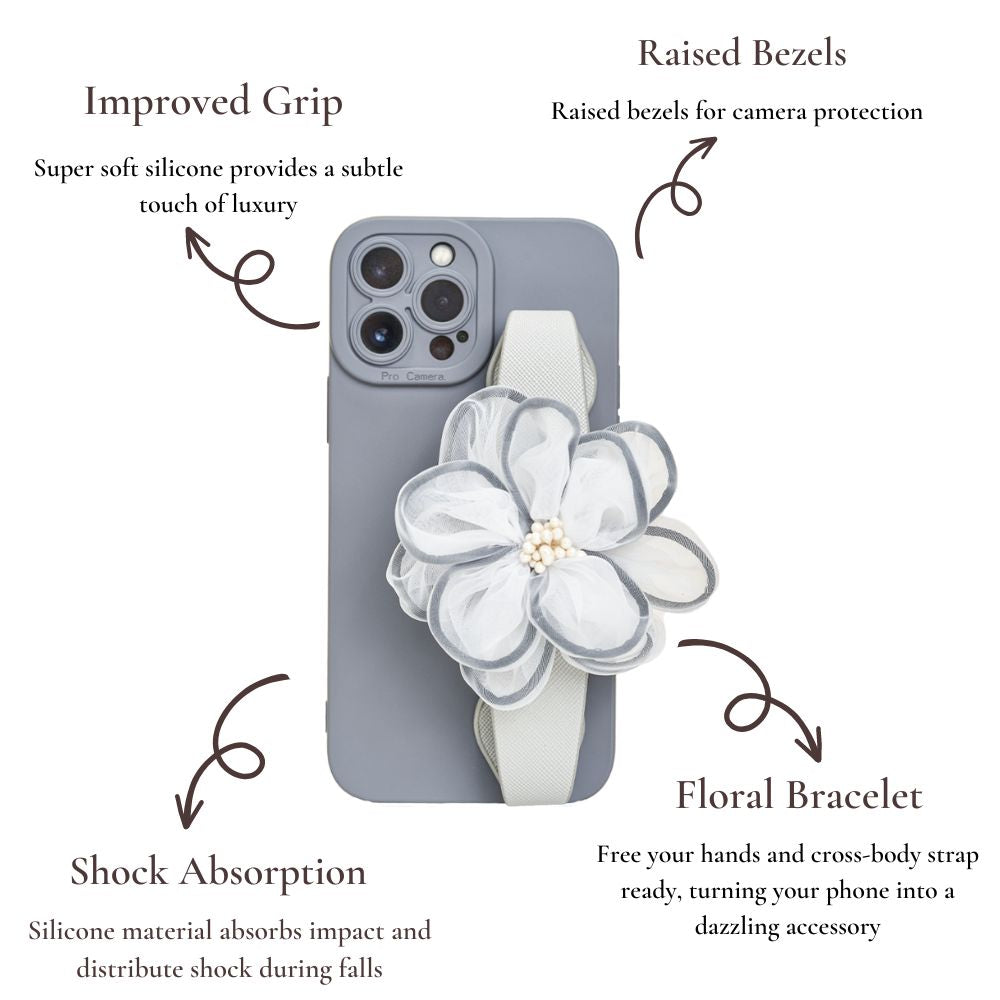 Cross-body Flower Wristlet Phone Case