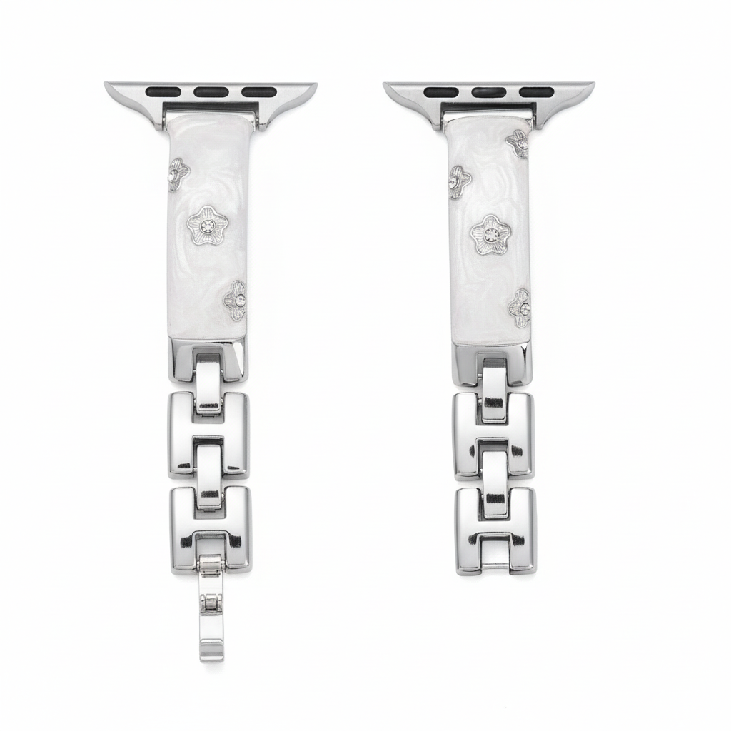 Apple Watch用レディースフローラルメタルウォッチバンド